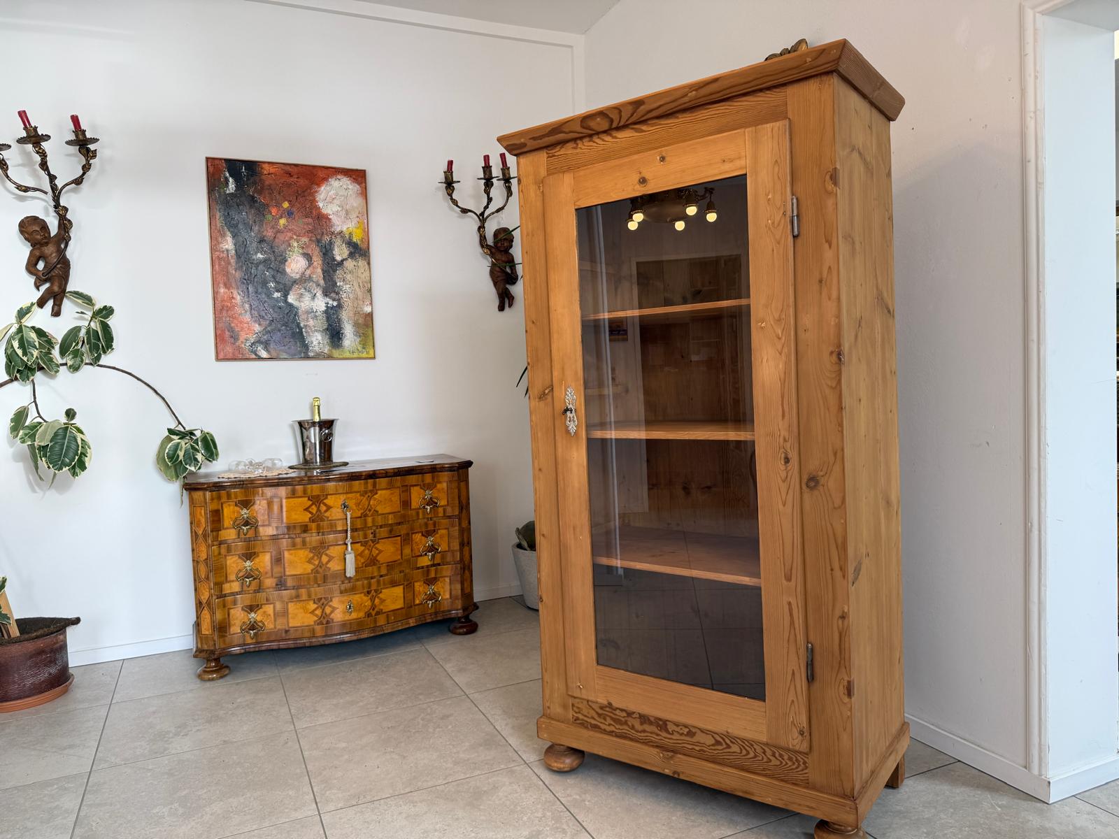 Jugendstil Vitrine Bauernvitrine Bücherschrank Bauernschrank D2649