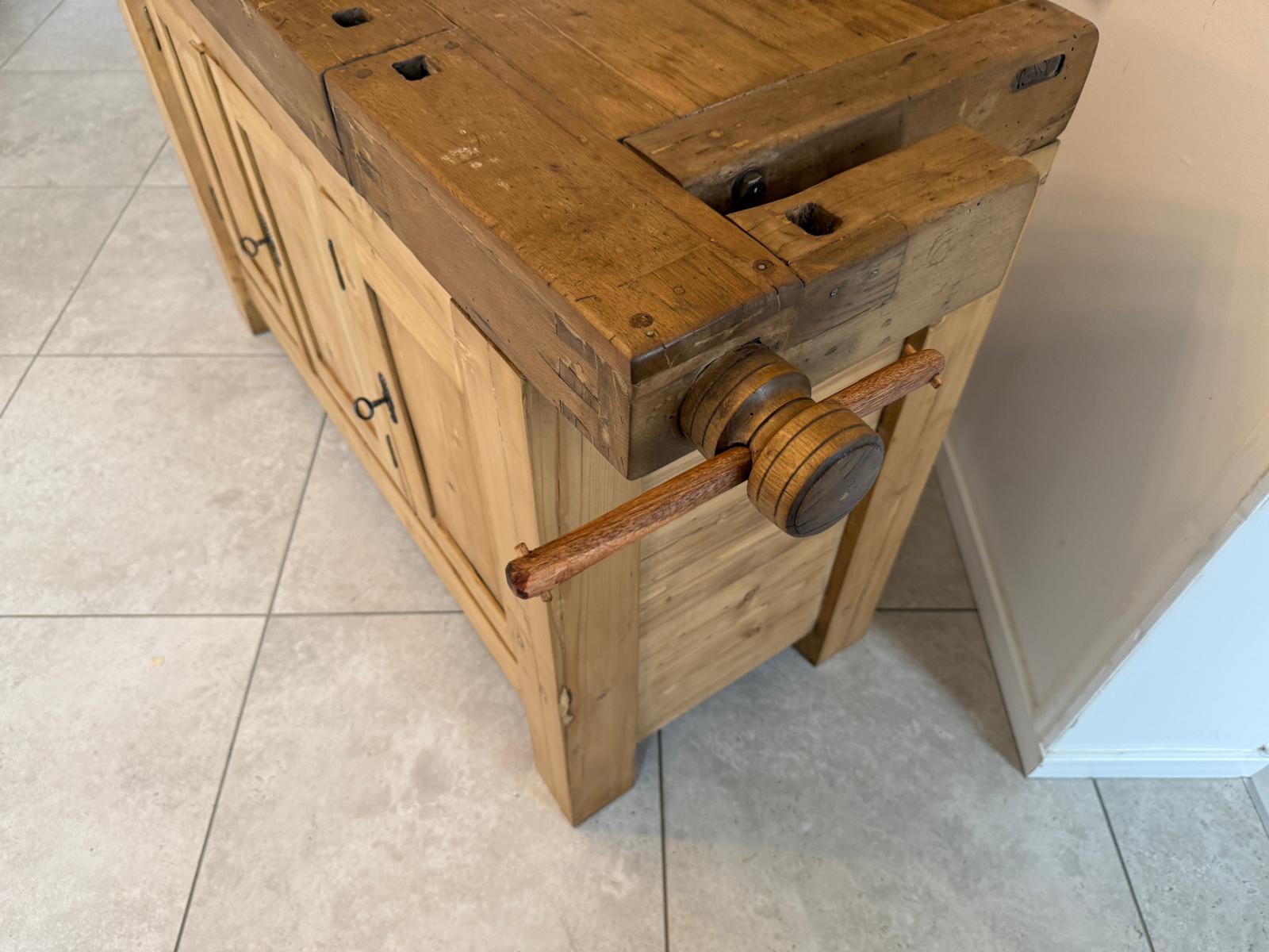 Urige Hobelbank Werkbank Pult Tresen Ladenschrank Antik G2253