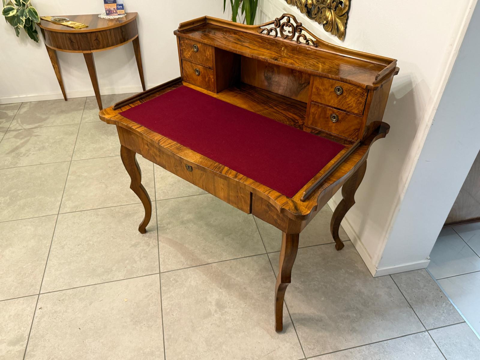 Spätbiedermeier Damen Sekretär Schreibtisch Nussholz G2261