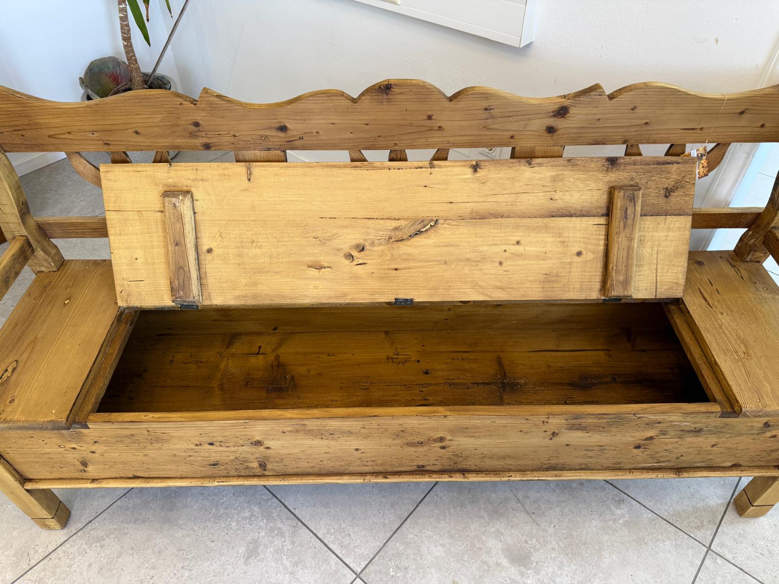 Provinzielle Biedermeier Truhenbank Landhausbank Antik D2413
