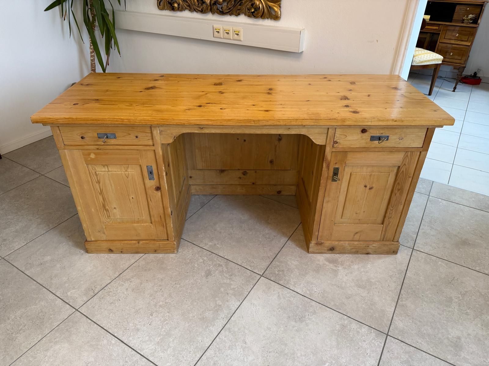 Bäuerlicher Jugendstil Schreibtisch Sekretär Naturholz G2343