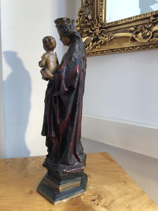 Heiligenfigur Wachsfigur Maria Mutter Gottes mit Kerze X1511