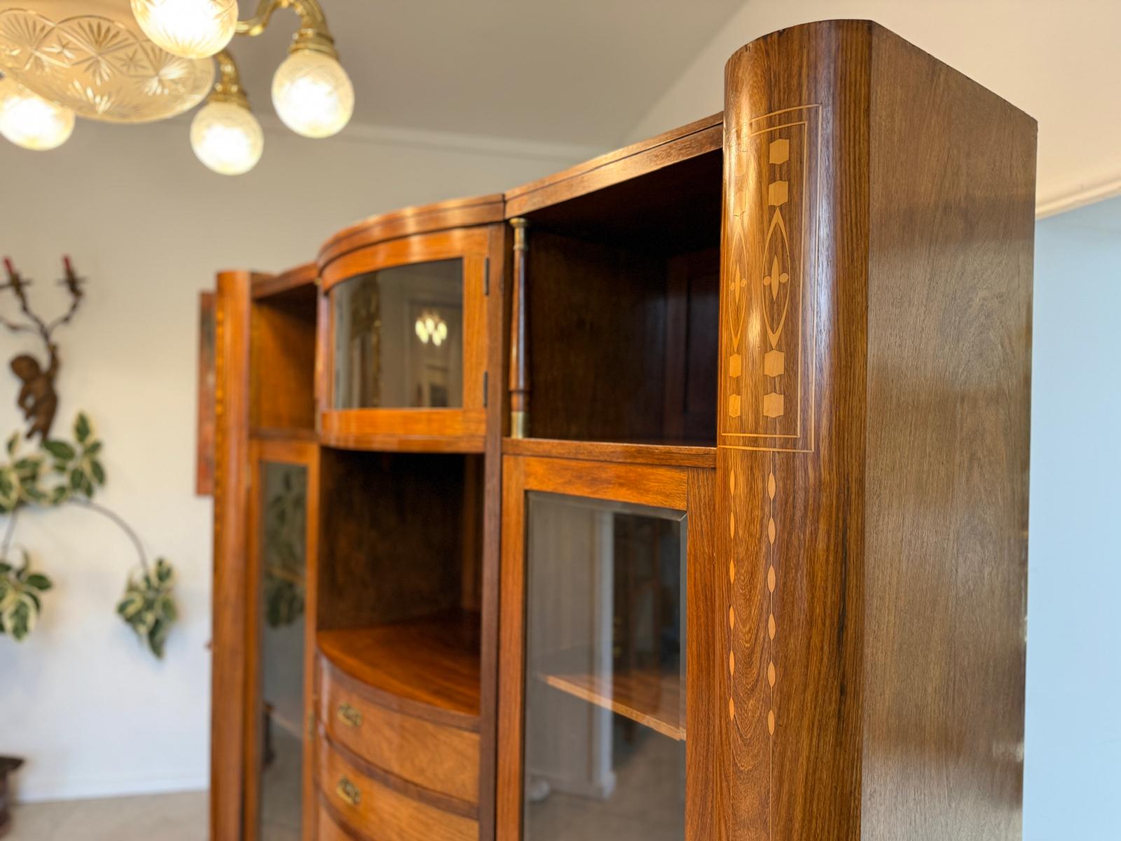 Jugendstil Bücherschrank Kasten Antik Vitrinenschrank D2277