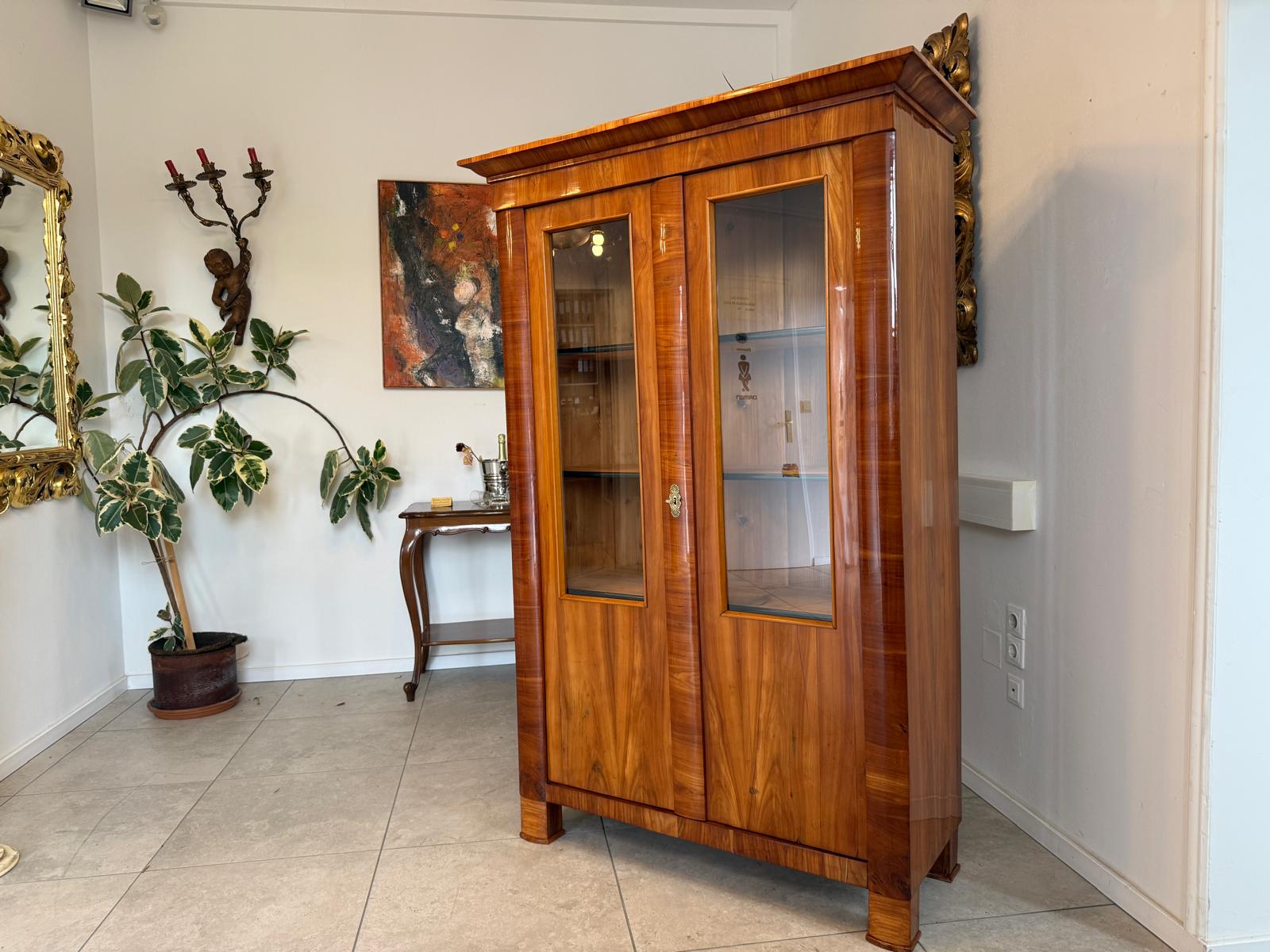SALE Biedermeier Vitrine Bücherschrank Sammlervitrine Kirschholz Antiquität G1818