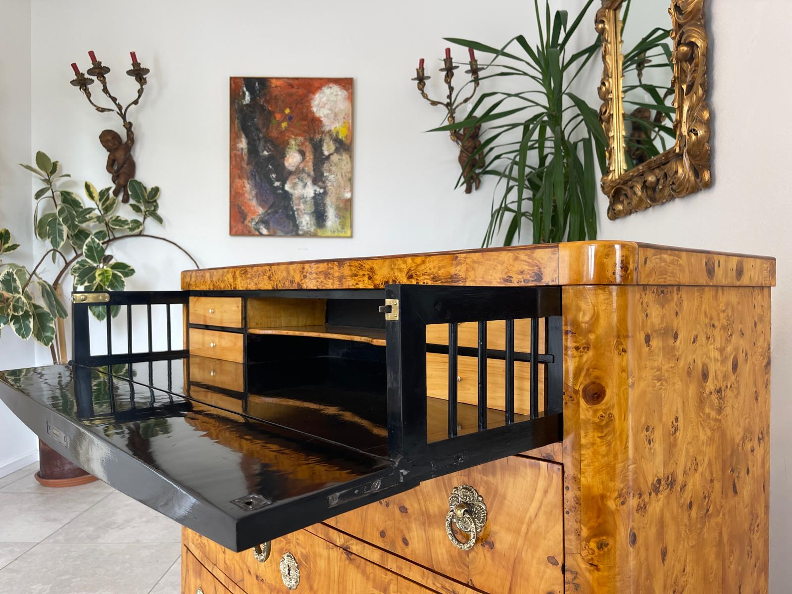 Restaurierte Biedermeier Schreibkommode Sekretär Pappelholz Antiquität G1747