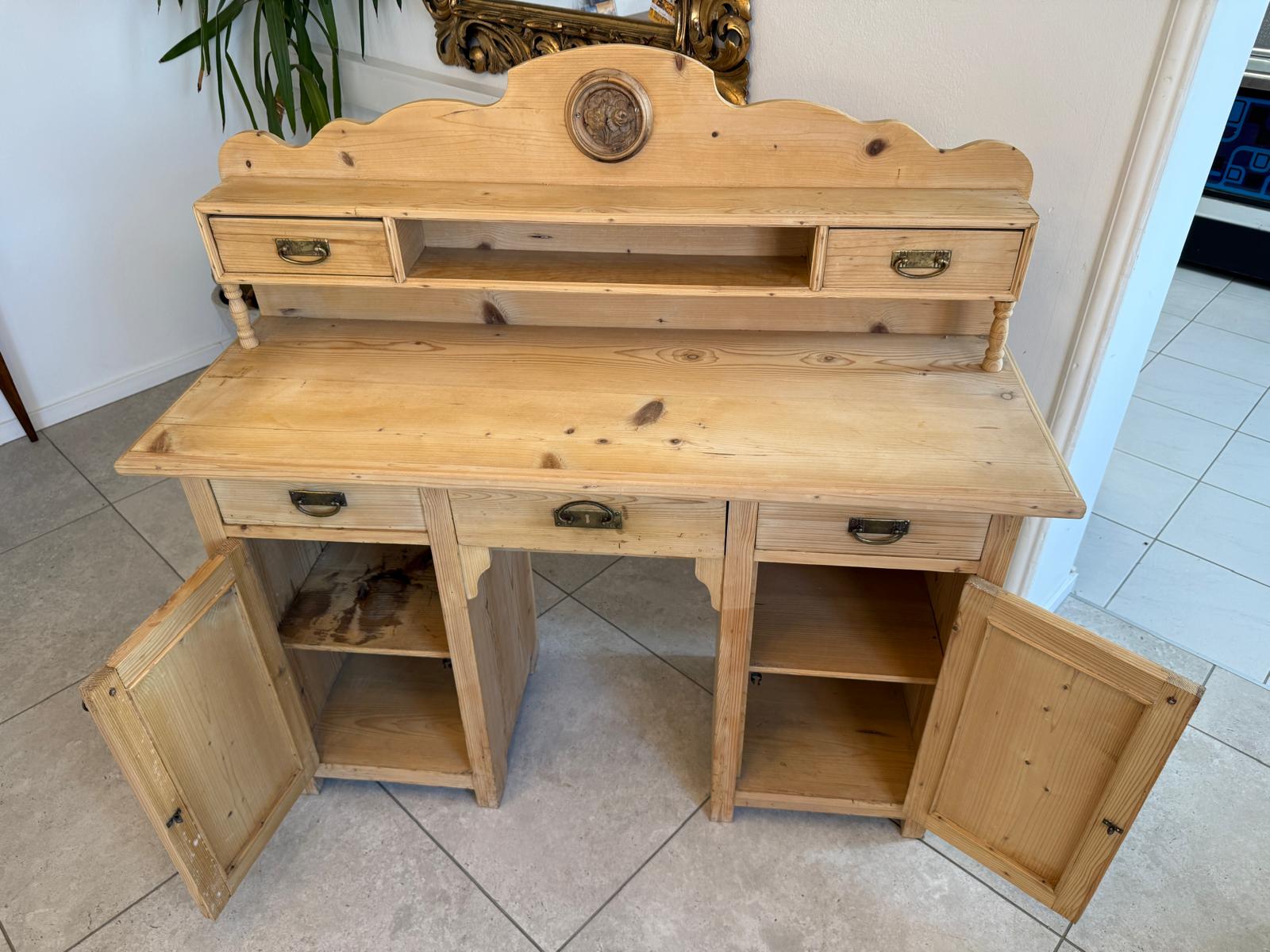 Bäuerlicher Jugendstil Aufsatz Schreibtisch Sekretär Naturholz Antik Alt G1047-1