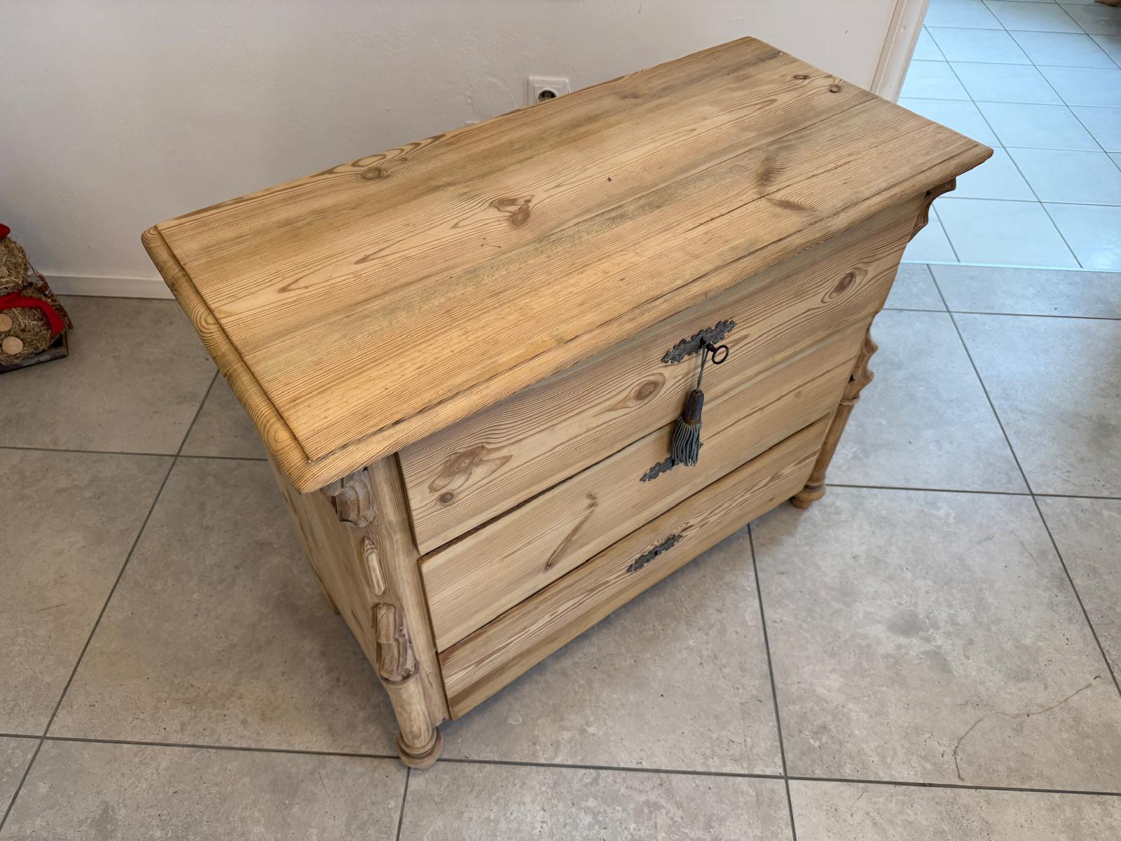 Restaurierte Gründerzeit 3 Laden Kommode Luize Phillipe Weichholz G2299