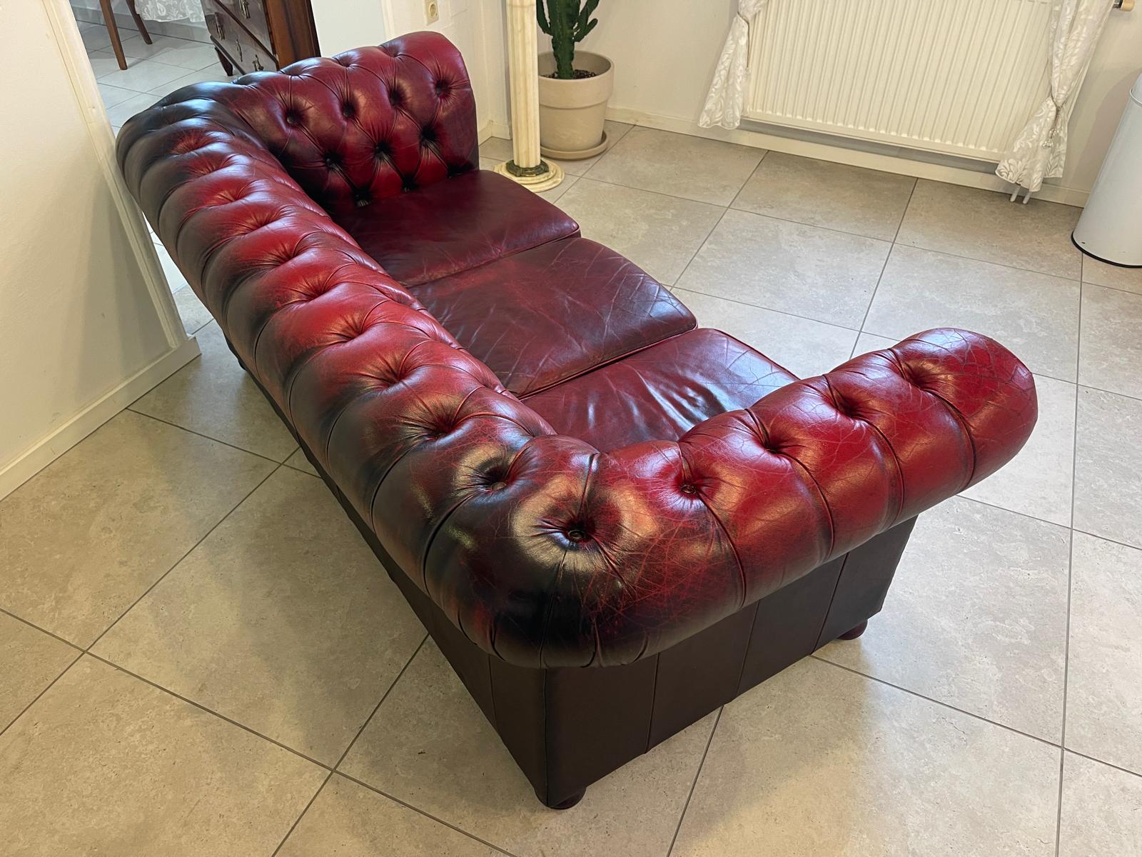Chesterfield 3er Clubsofa Diwan Couch Oxblood G1052