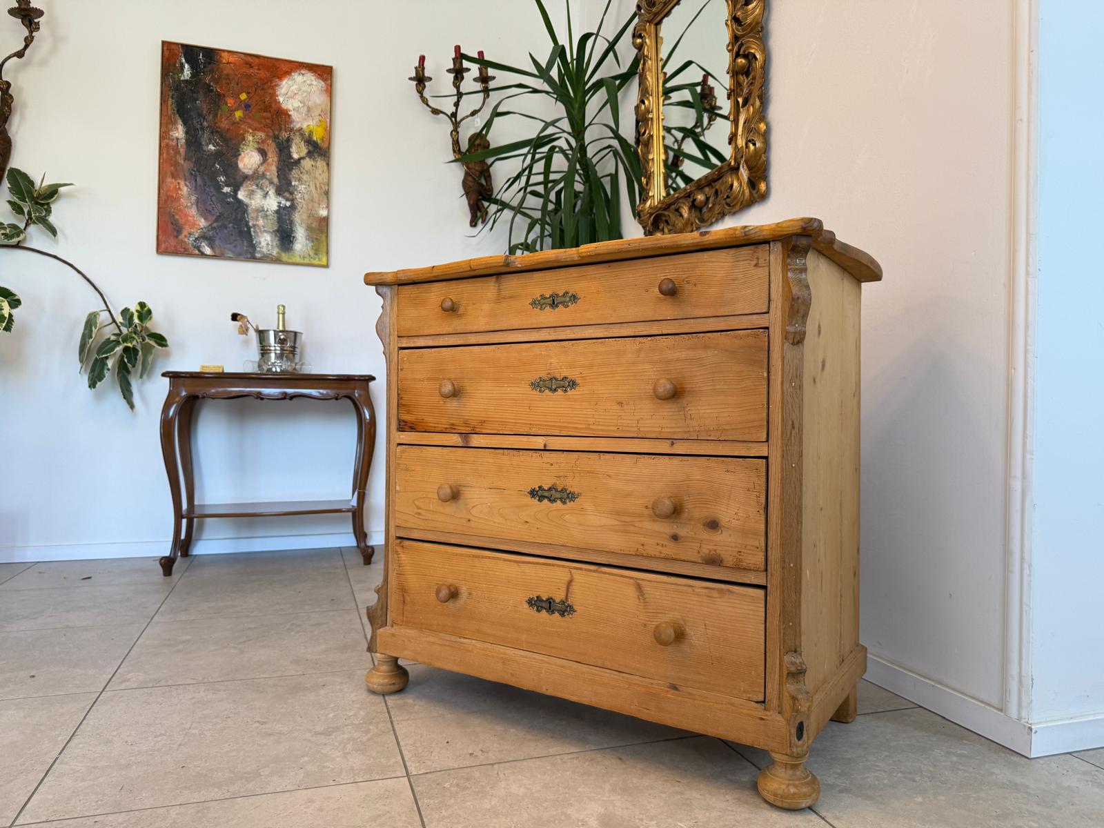 Gründerzeit 4 Laden Kommode Ladenschrank Naturholz Bauernkommode G1837