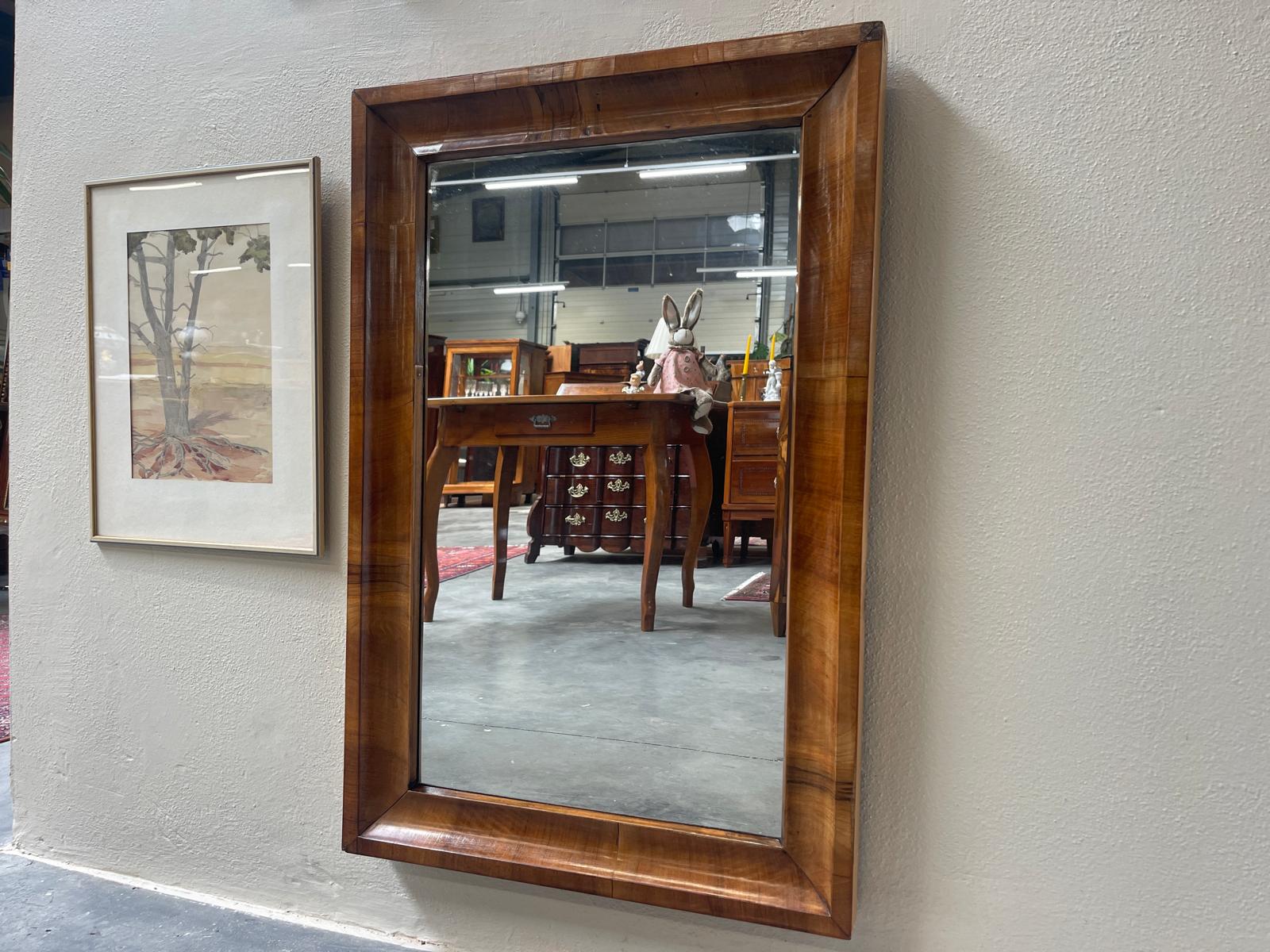 Biedermeier Spiegel Wandspiegel Original Nussholz Furniert Antiquität G1536