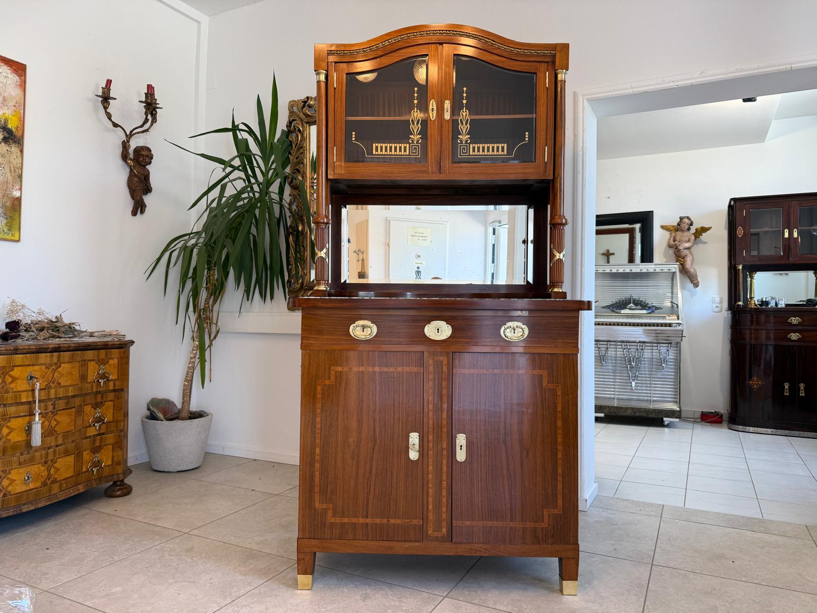 Jugendstil Aufsatzbuffet Antiquität Kredenz Küchenschrank D2697