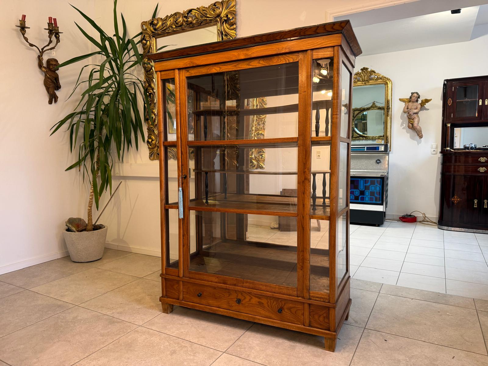 Restaurierte Spätbiedermeier Vitrine Bücherschrank Glasschrank Antiquität D2278