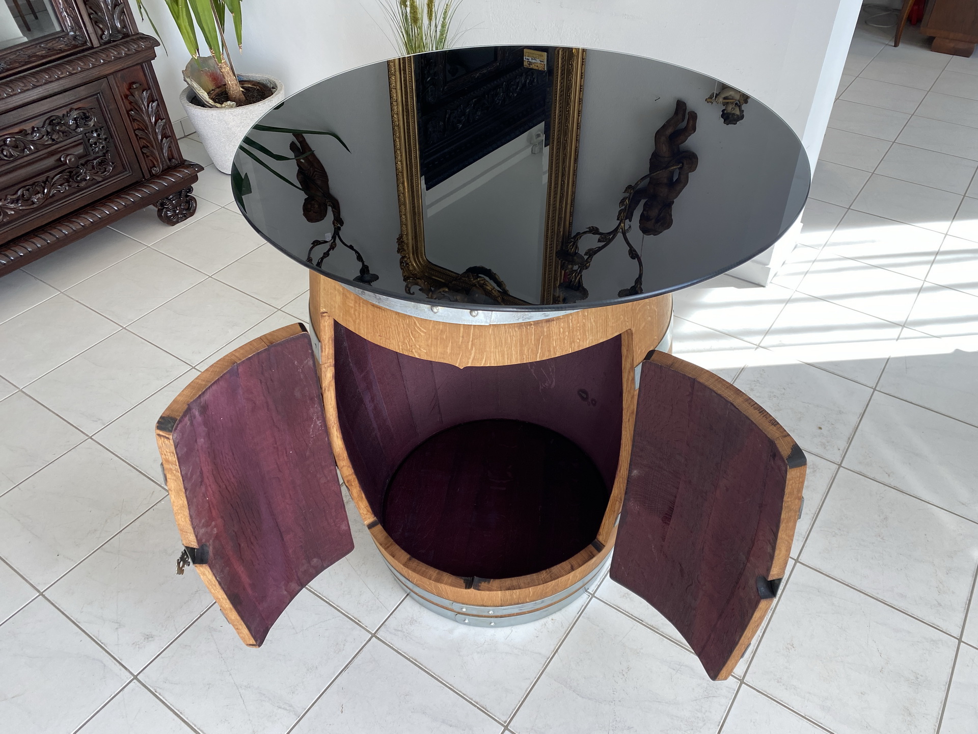 Bauernm-be-Altwaren-Antikes_81 Weinfass Bar - Umgebautes Eichenfass als stilvolle Hausbar A2611