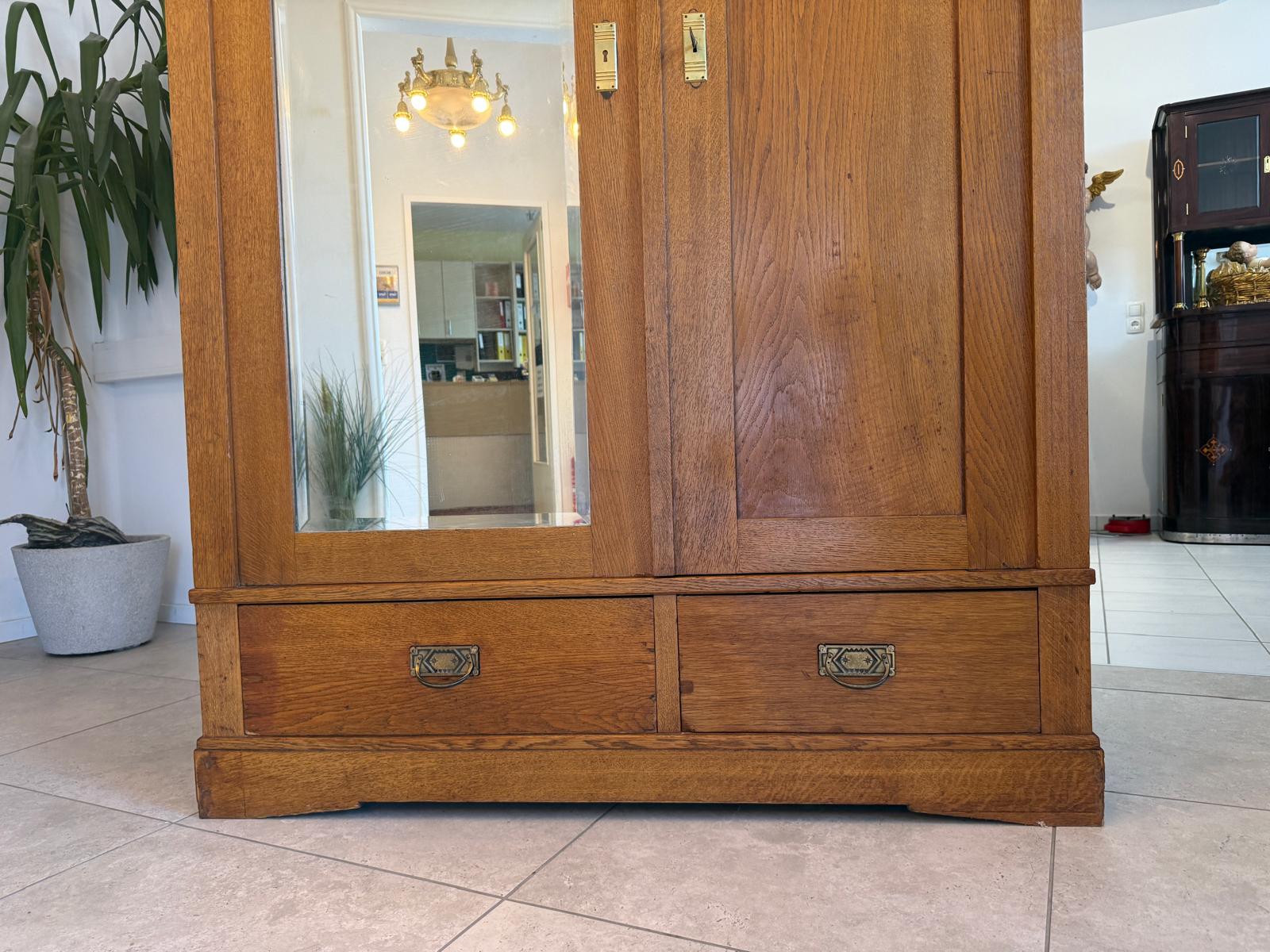 Originaler Jugendstil Garderobenschrank Spiegelschrank D2786