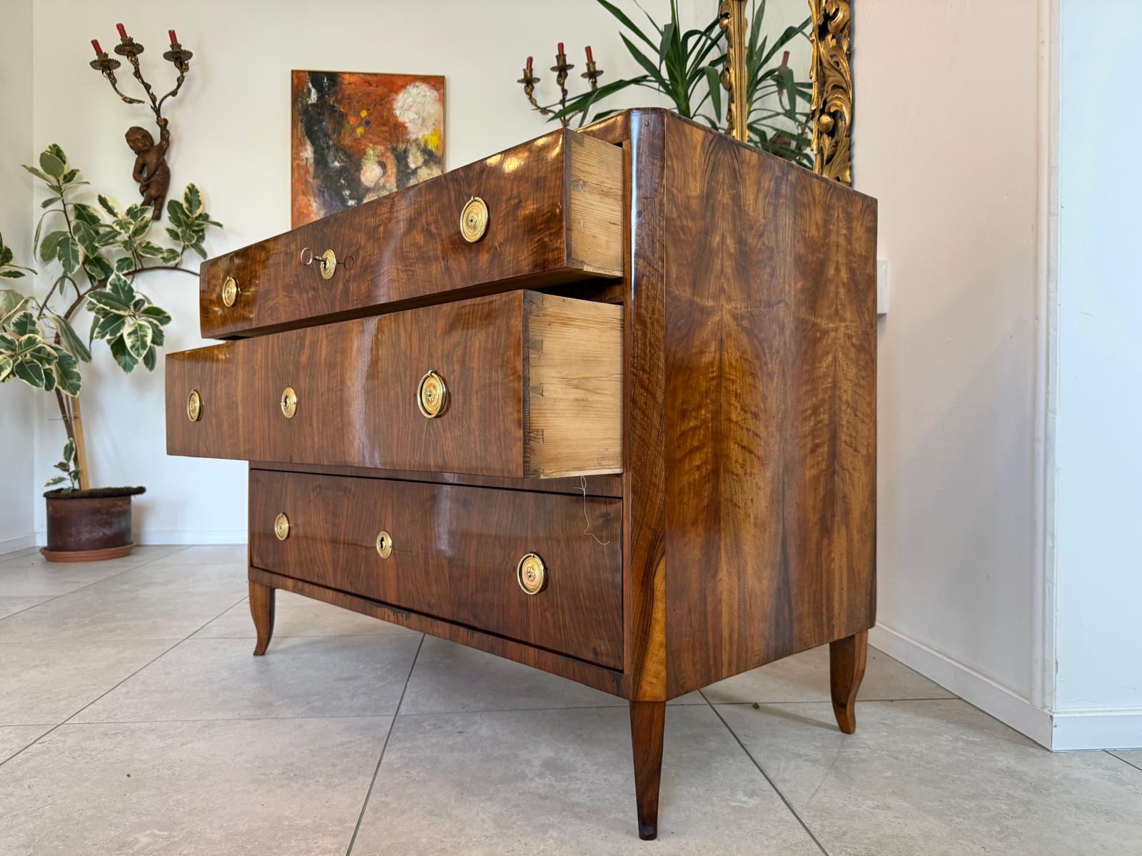 Restaurierte Biedermeier Kommode 3 Ladenkommode Nussholz G2165