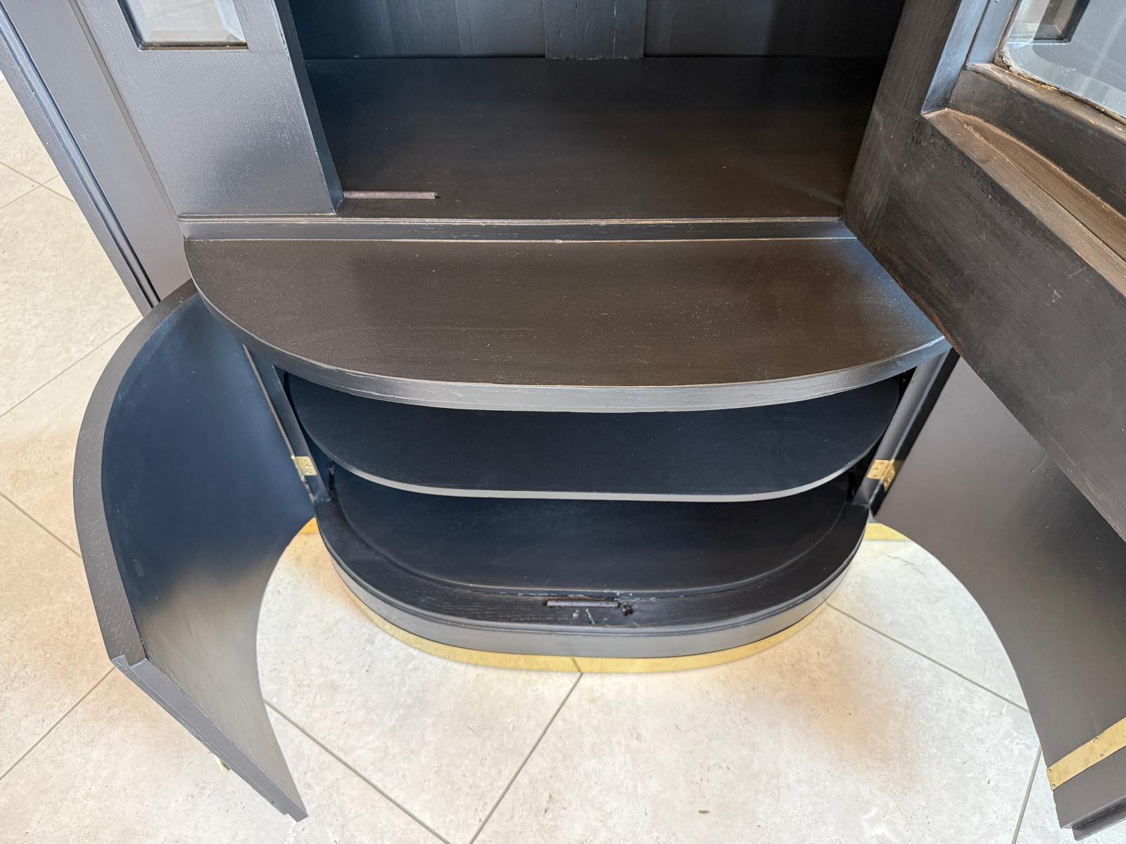 Restauriertes Jugendstil Aufsatzbuffet Bücherschrank Schwarz Antik G2172-1