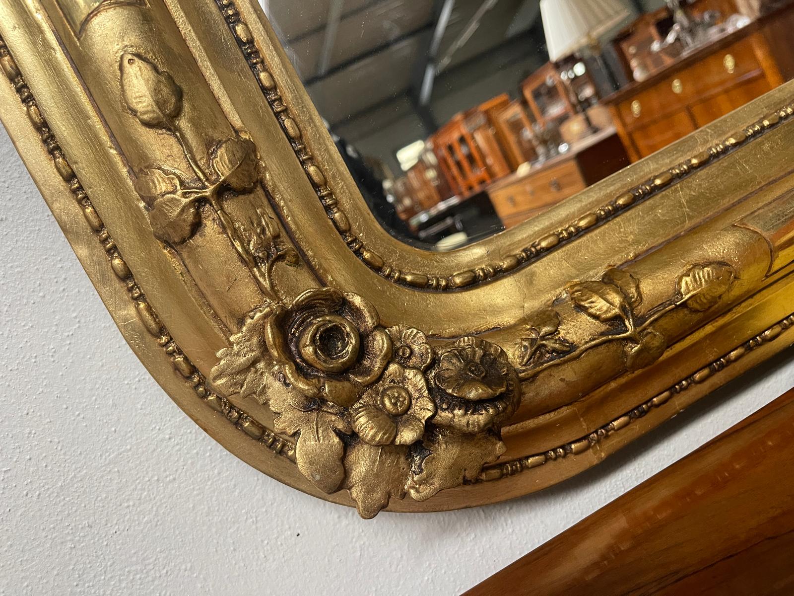 Originaler vergoldeter Biedermeier Spiegel Holzspiegel Rosenspiegel G1337
