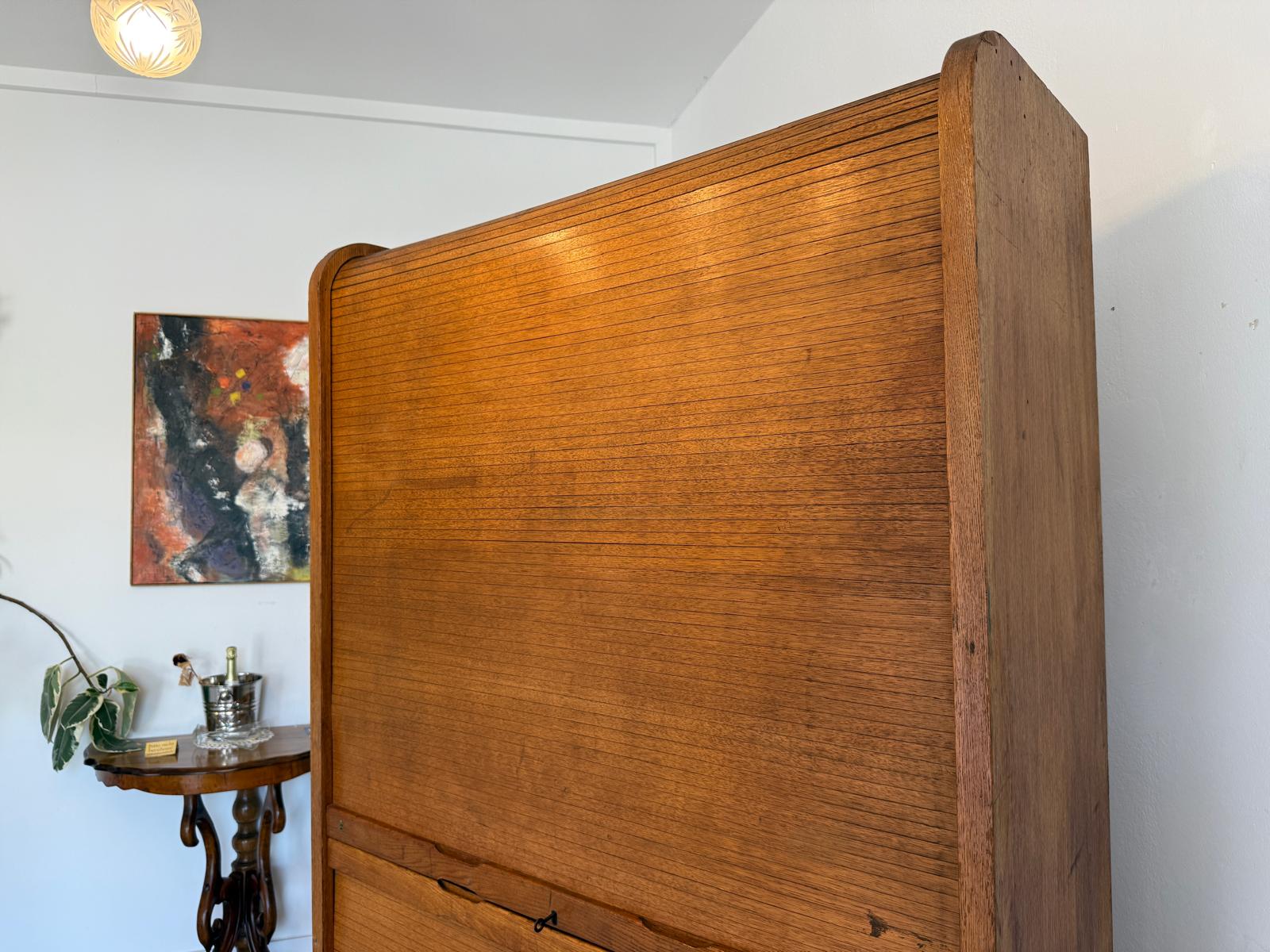 Jugendstil Rolladenschrank Antik Braun Büroschrank G1764