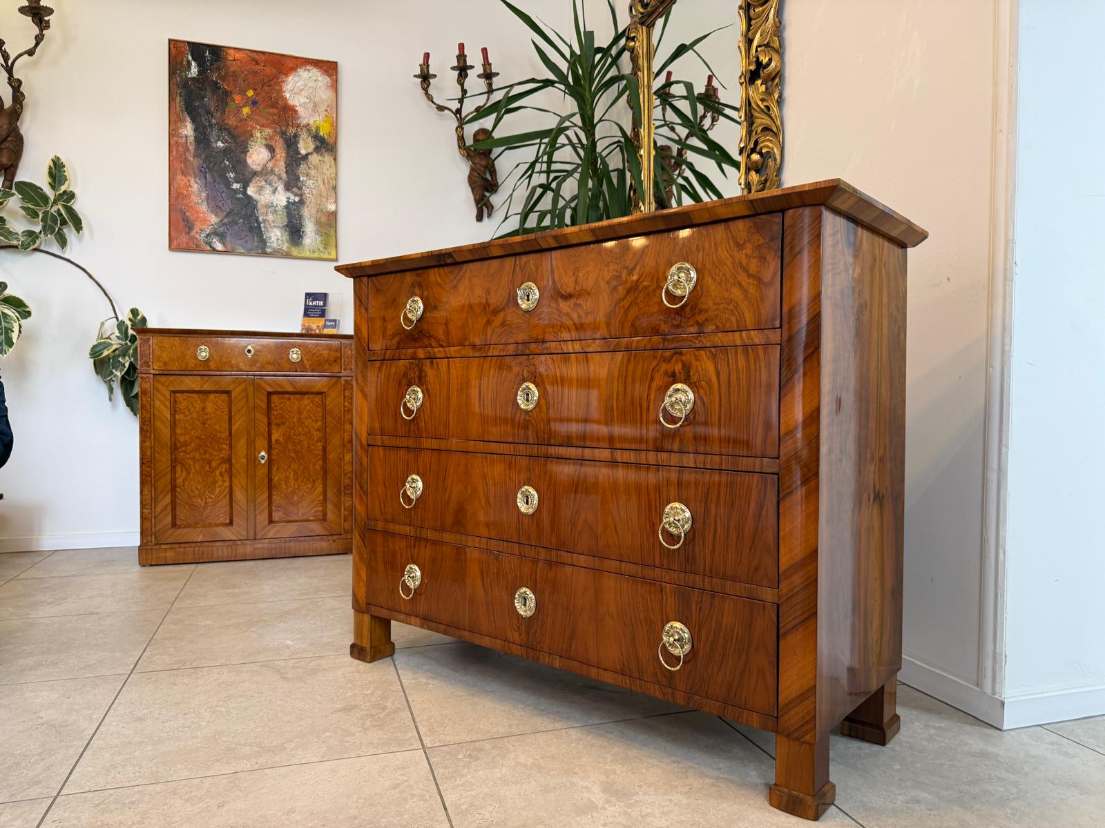 Restaurierte Biedermeier Kommode 4 Ladenkommode Nussholz Antiquität D1197