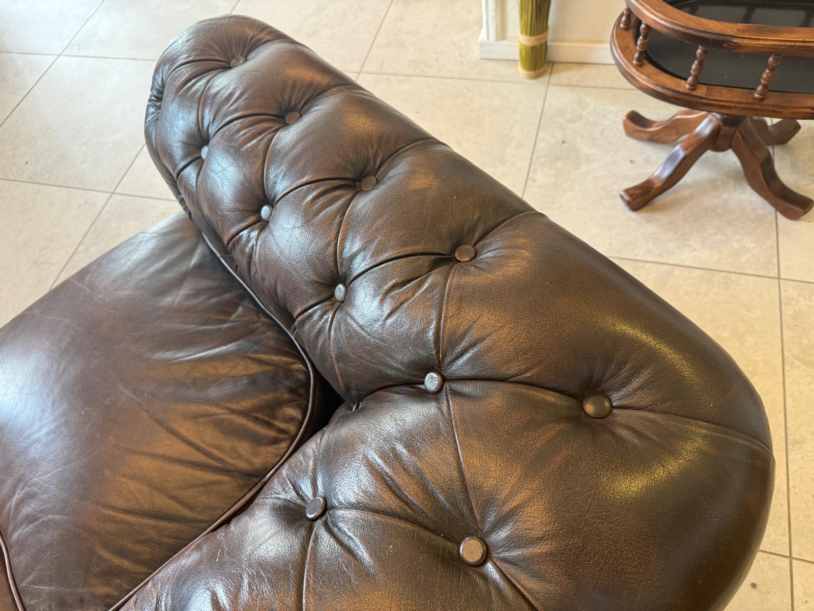 Chesterfield 3er Clubsofa Couch Zigarrenbraun D2756