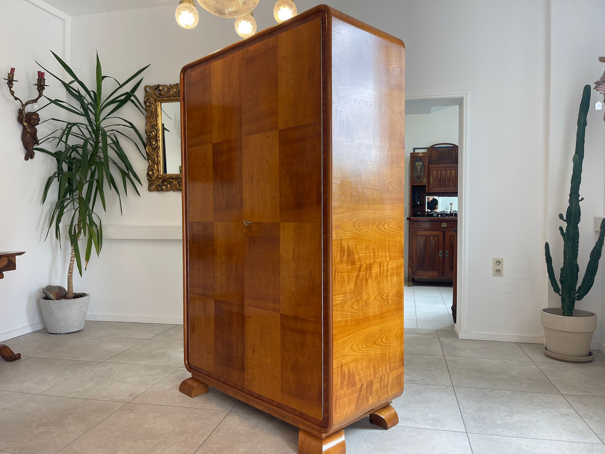 Restaurierte Art Deco Vitrine Glasschrank Bücherschrank Antiquität Antik Möbel G1628