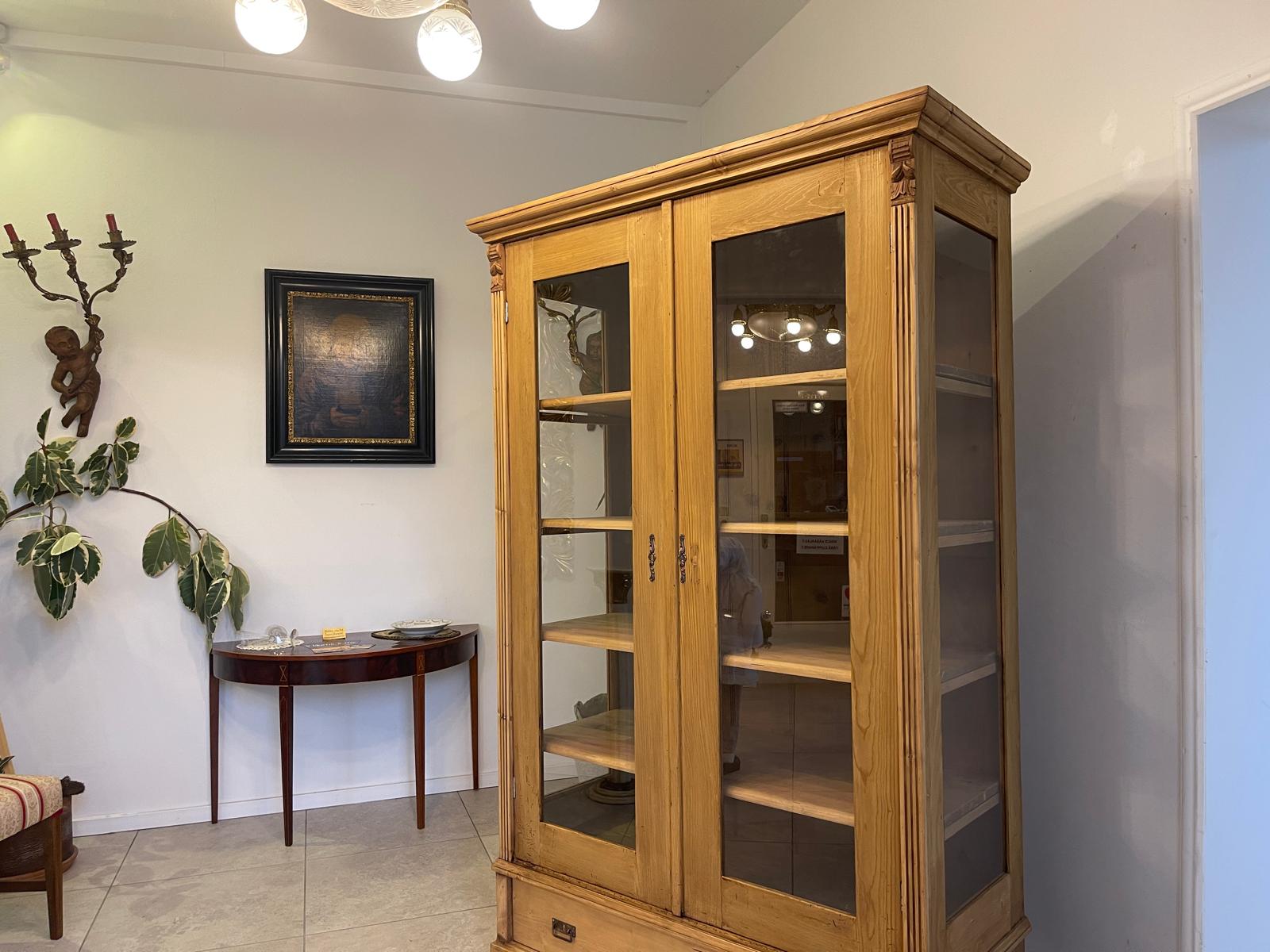Bäuerliche Vitrine Bauernvitrine Bauernschrank Naturholz Bücherschrank Bauernmöbel A5132