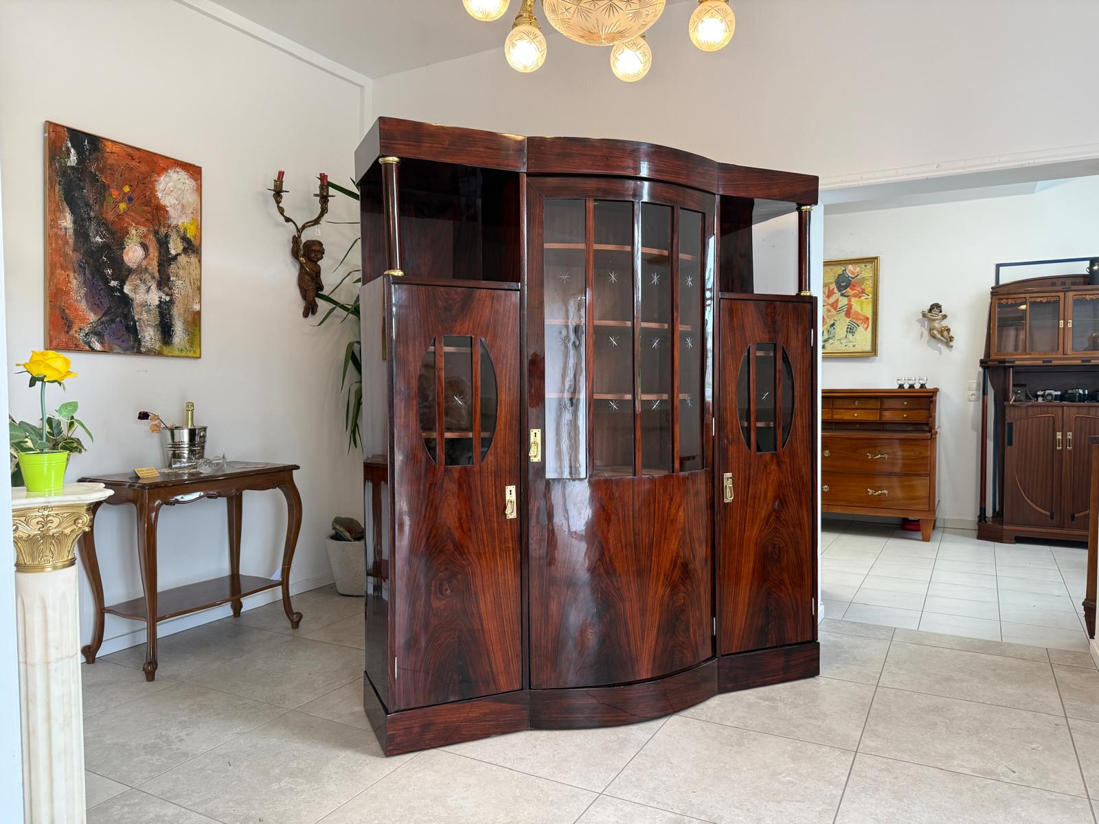 Sale Restaurierte Jugendstil Glasschrank Vitrine Bücherschrank Antiquität G1819