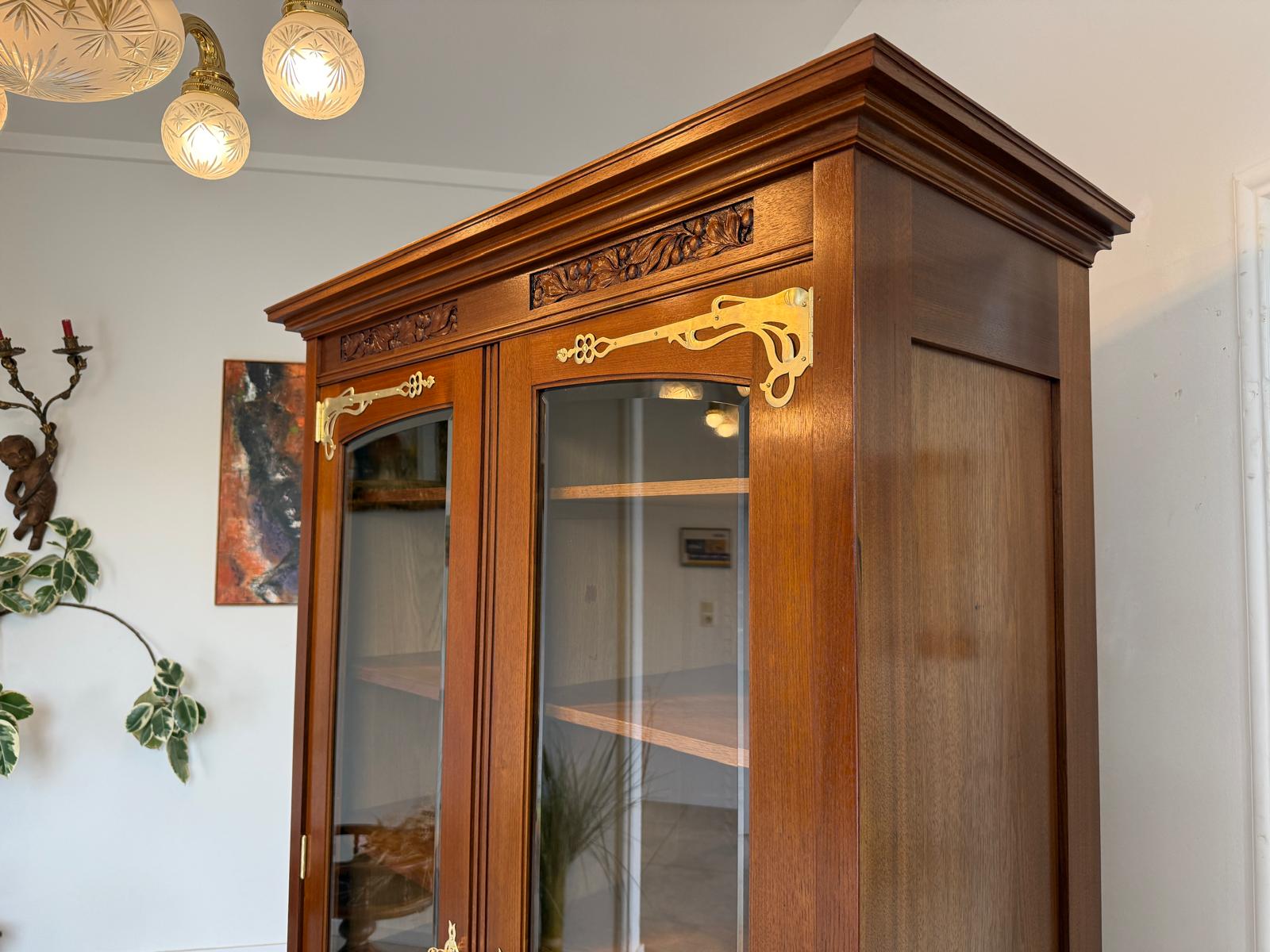 Jugendstil Vitrine Glasschrank Bücherschrank Bibliothekschrank Antiquität D2866