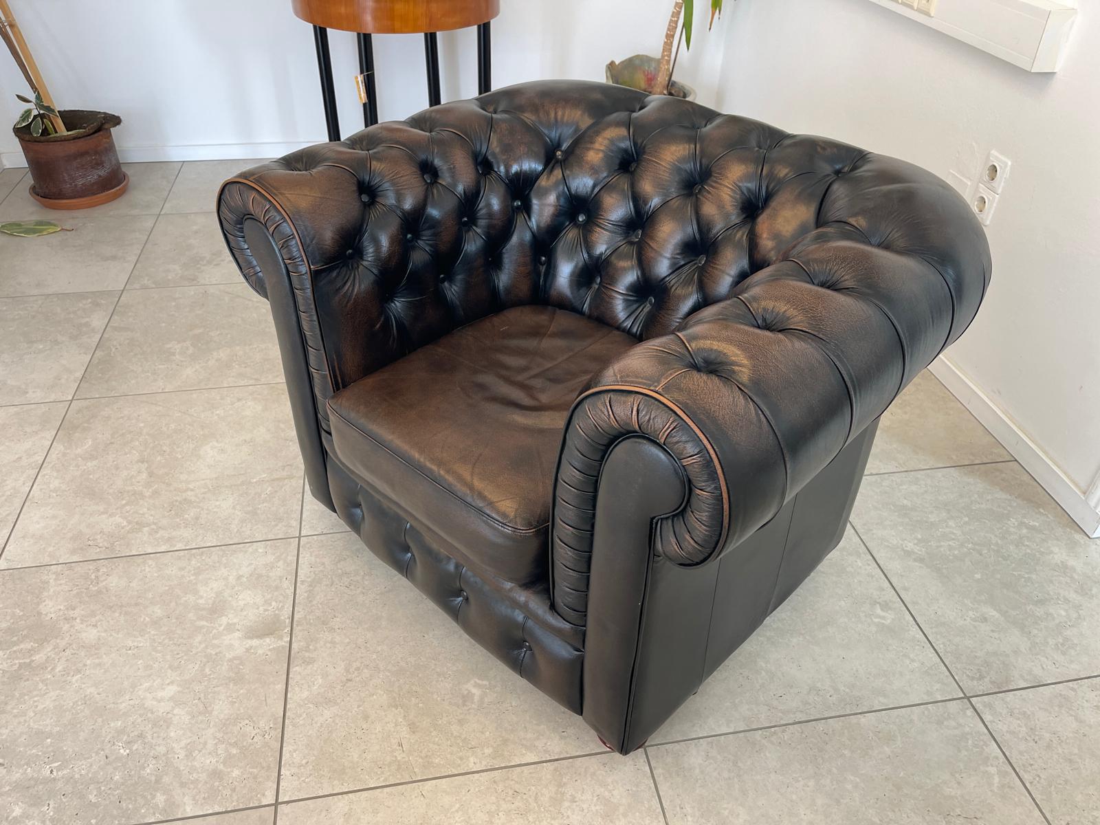 Chesterfield 1er Fauteuil Couch Zigarrenbraun Braun G1332