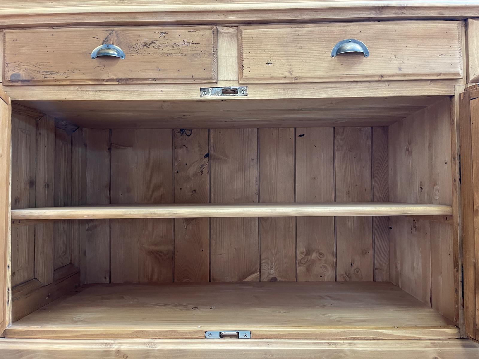 Antiker Bäuerlicher Bücherschrank Große französische Bibliotheksvitrine Glasschrank G1367