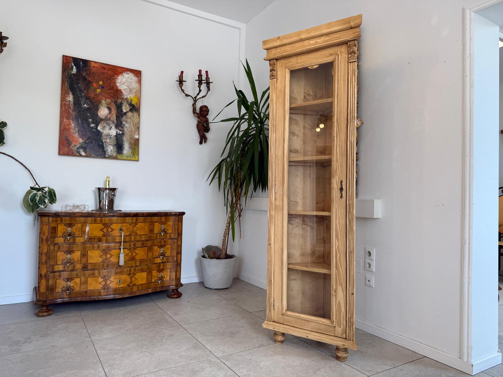 Eckschrank Eckvitrine Naturholz Weichholz BauernschrankD2671