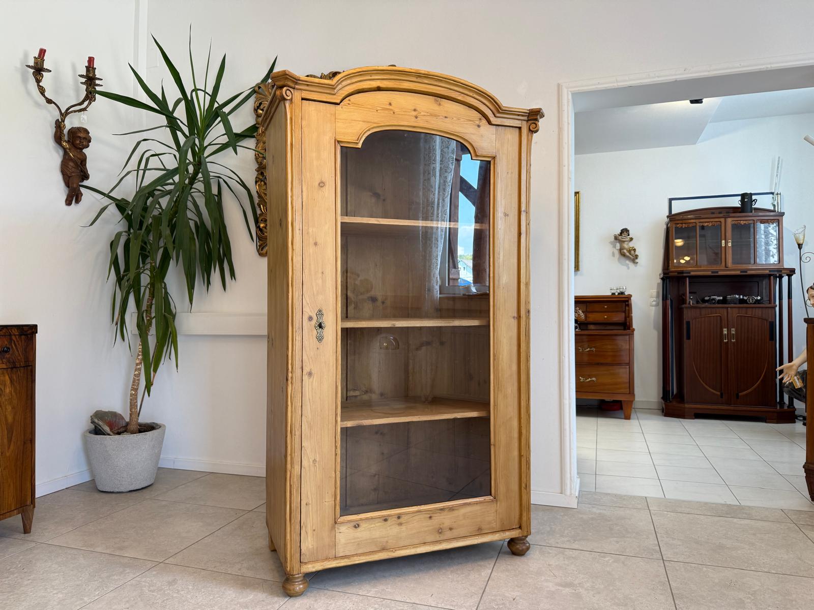 Bäuerliche Vitrine Bauernvitrine Bauernschrank Naturholz Bücherschrank G2011