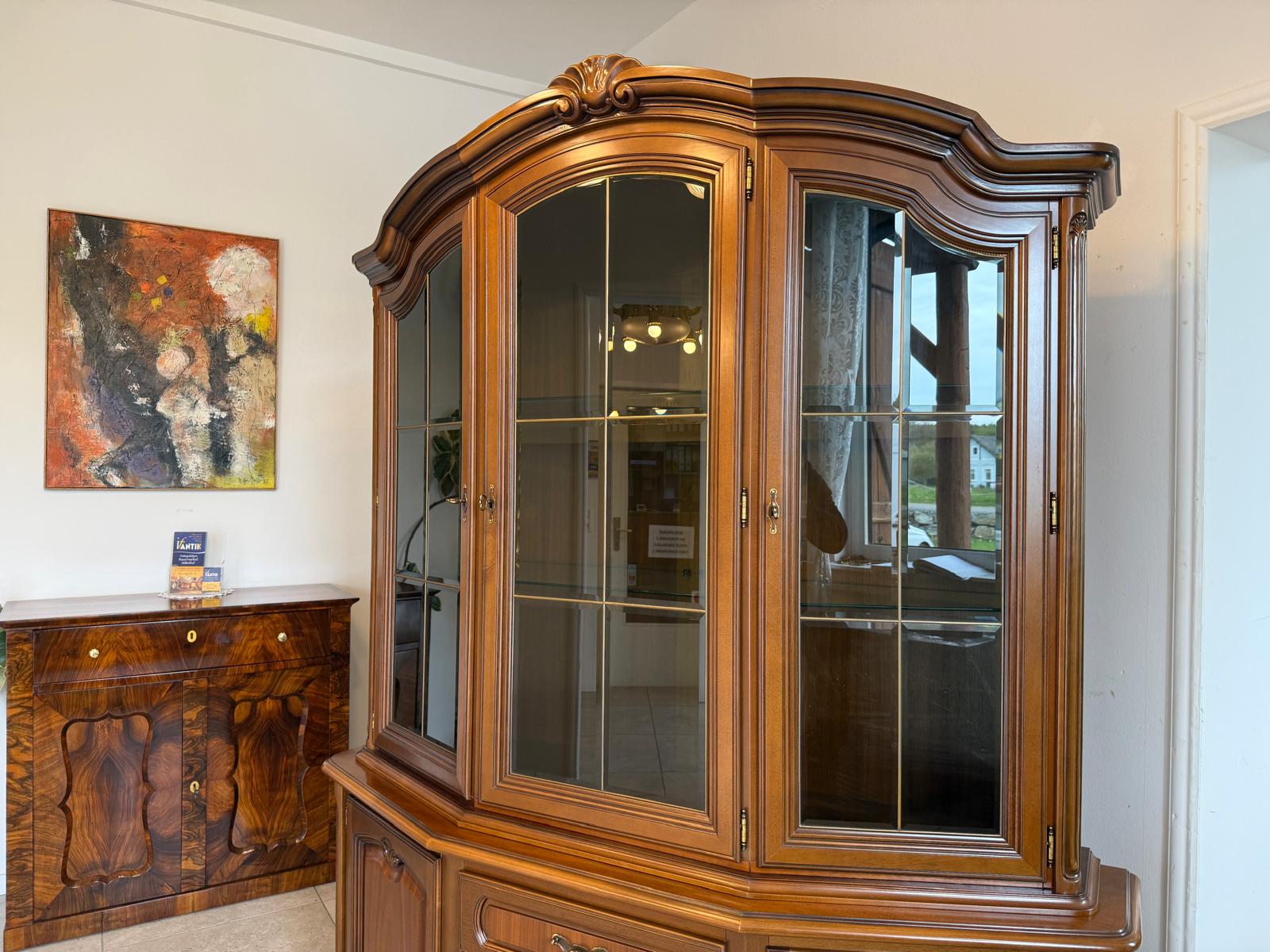 Barockstil Vitrine Buchenholz Bücherschrank Stilschrank D2370-1