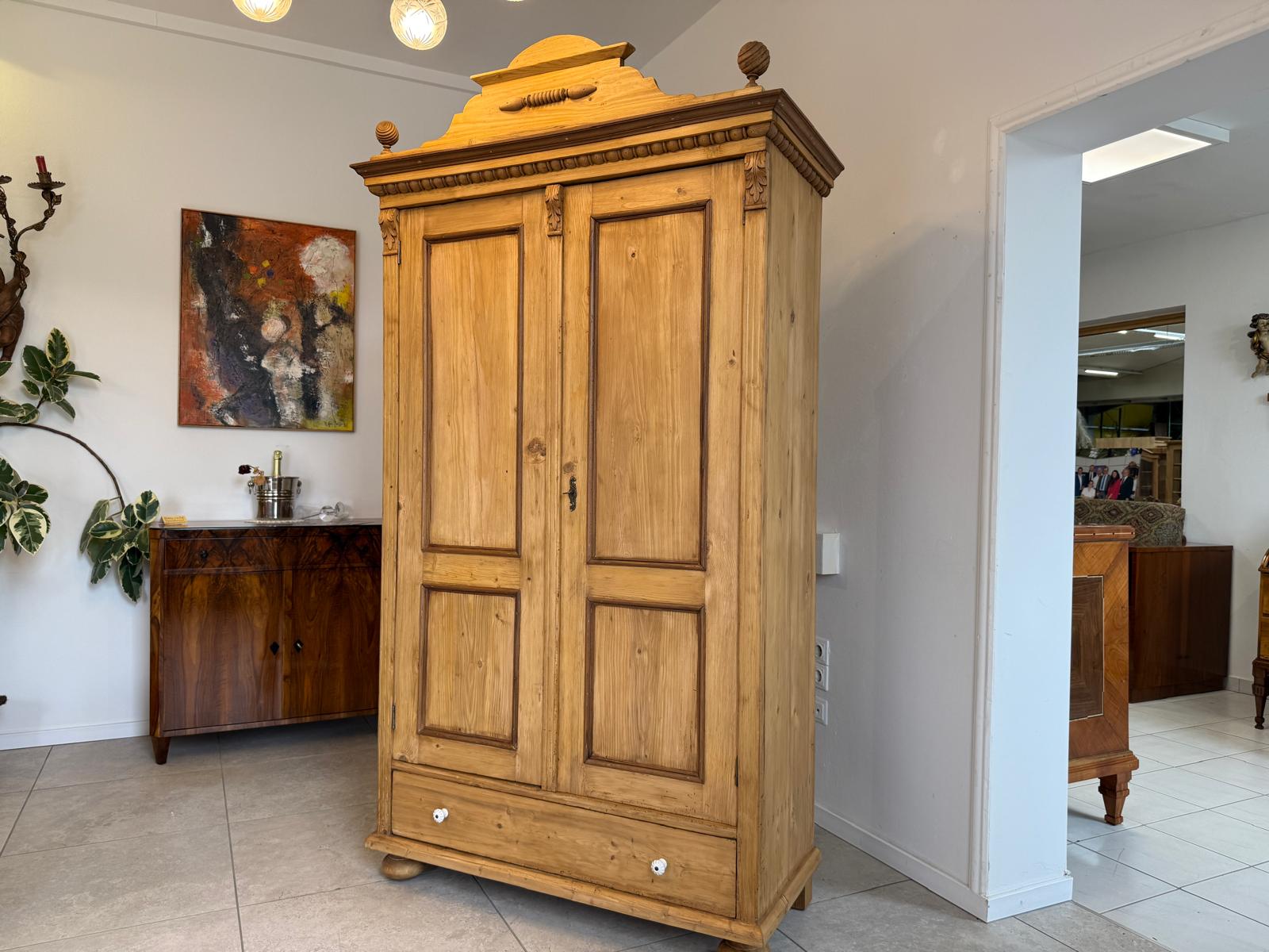Originaler Gründerzeit Bauernschrank Naturholzschrank Antik G2068