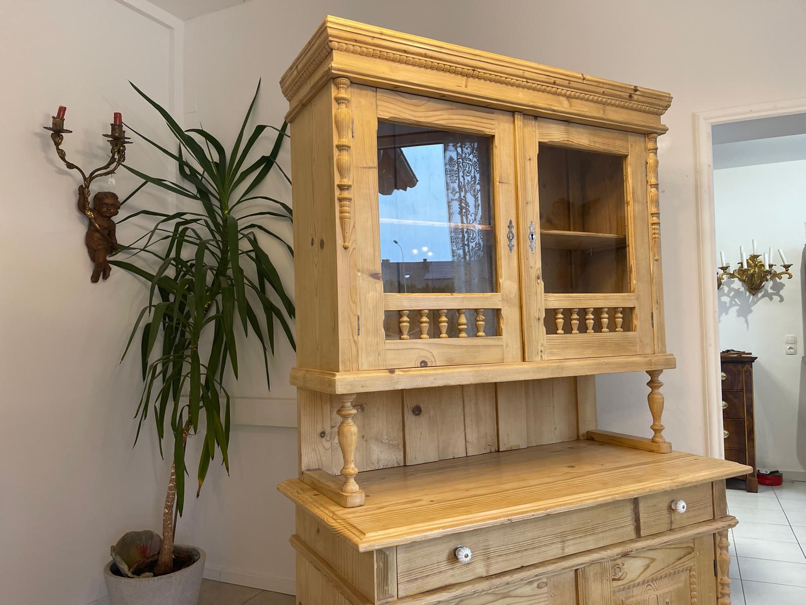 Restaurierte Gründerzeit Küchenschrank Vitrinenschrank Bauernschrank Bauernmöbel G1047