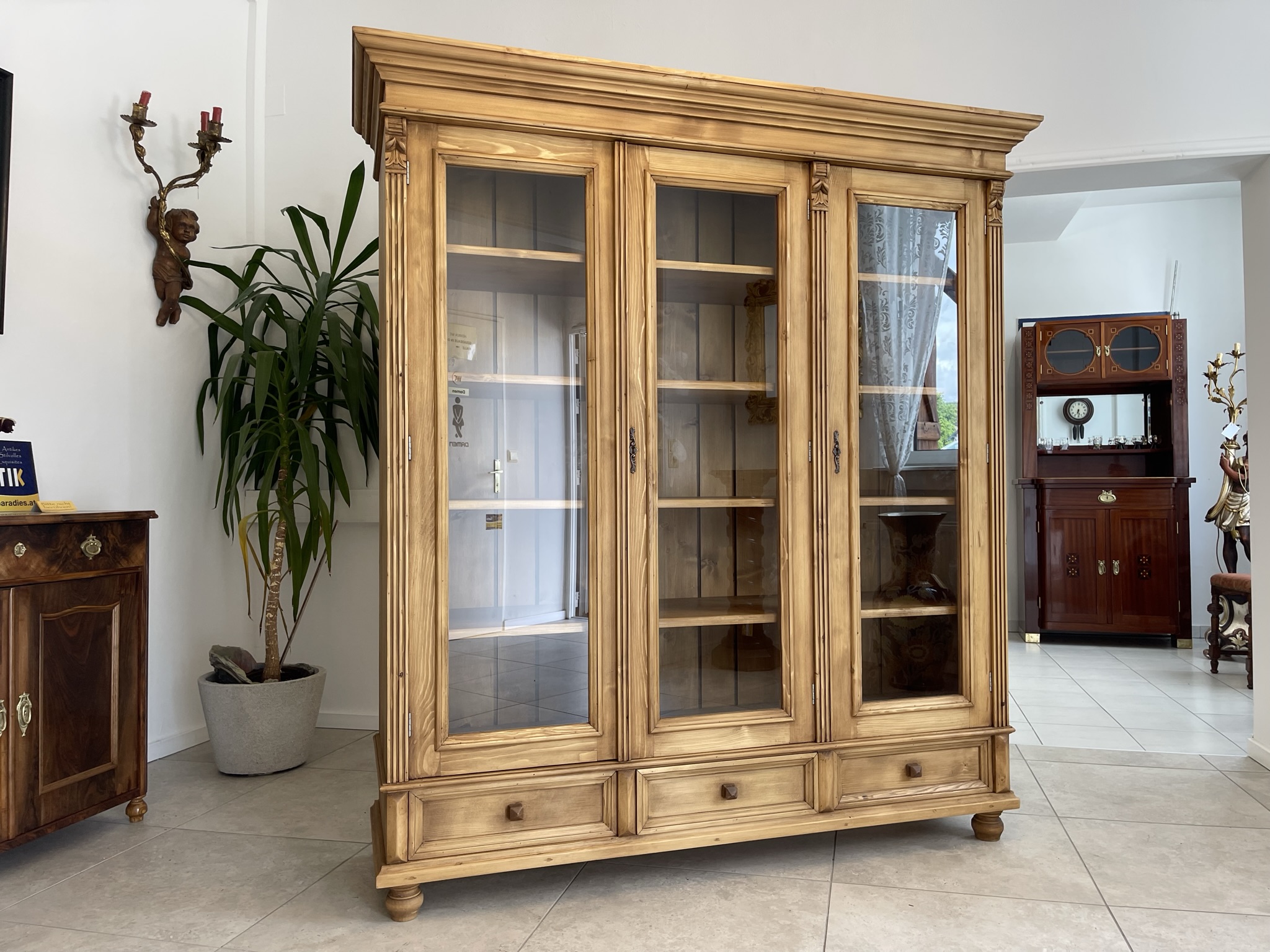 Biedermeier-Schrank-05 Bauernvitrine Bücherschrank Ordnerschrank Bauernschrank A5442
