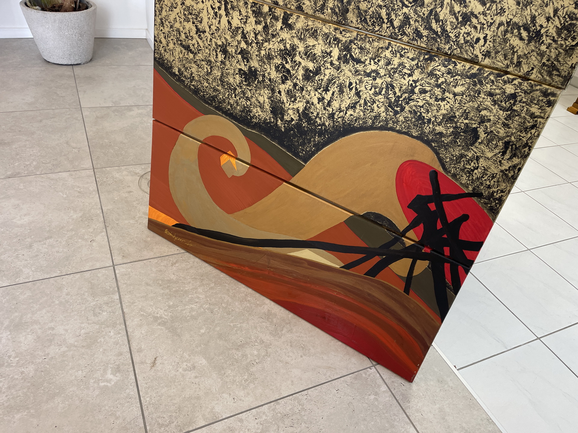 Bauernkasten-Bauernstube_127 Modernes 4 teiliges Ölbild Burgenland B1881