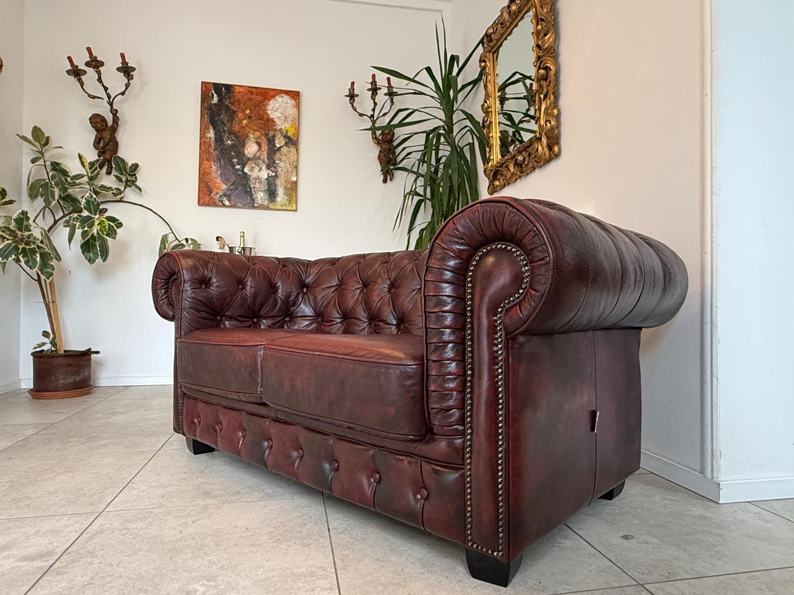 Chesterfield 3er Clubsofa Diwan Couch Oxblood Kultmöbel G1724