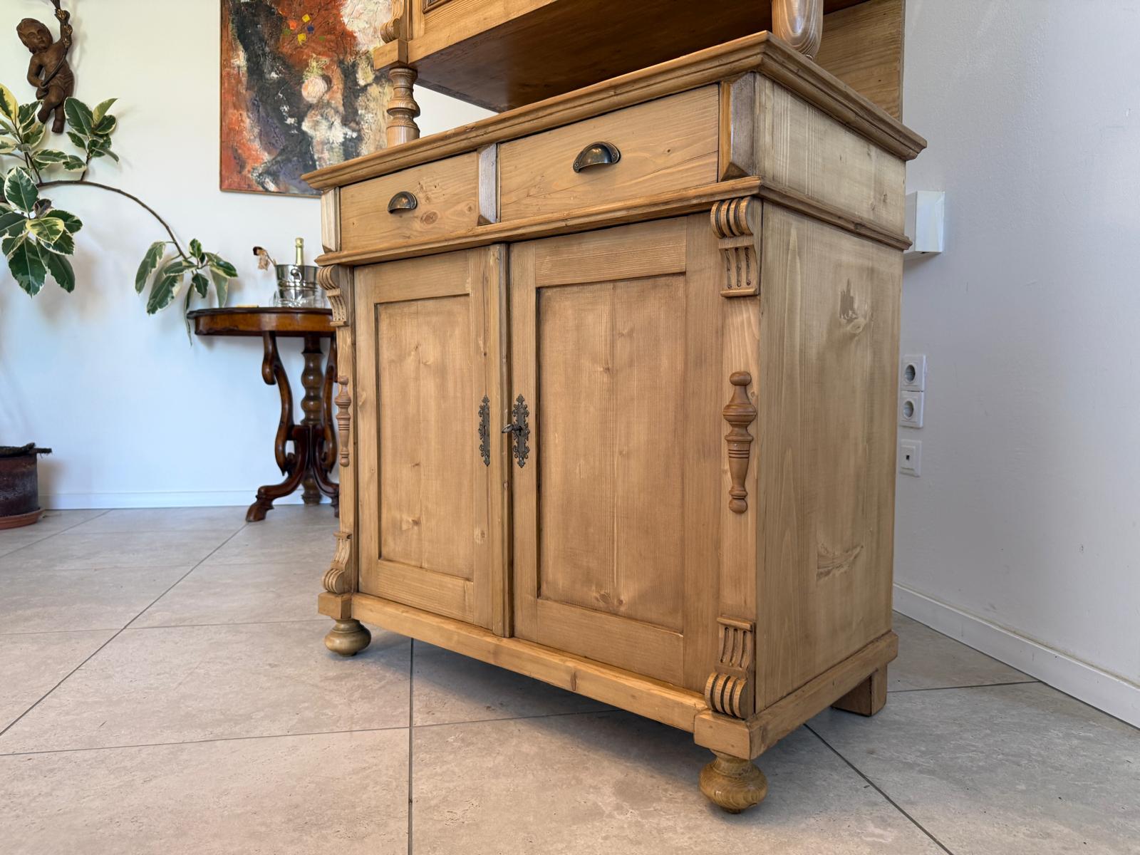 ORIGINALE Gründerzeit Küchenkredenz Antike Bauernmöbel Vitrinenschrank G1783