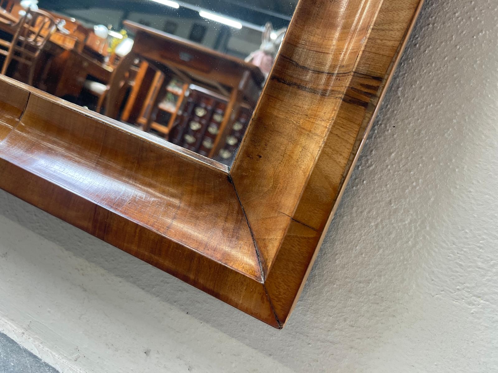Biedermeier Spiegel Wandspiegel Original Nussholz Furniert Antiquität G1536