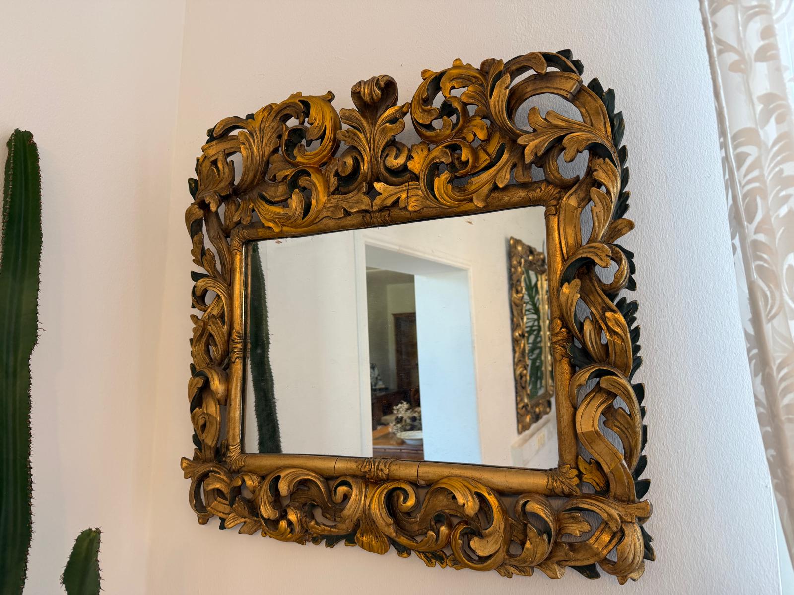 SALE Florentiner Spiegel Akanthusblattschnitzkunst Holzschnitzerei G2173