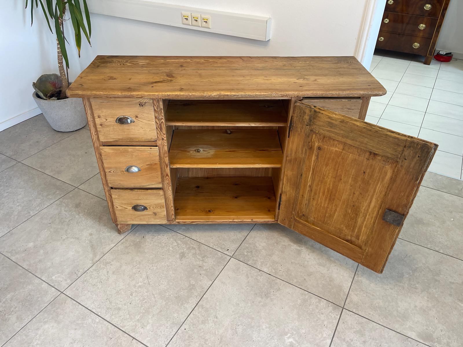 Bäuerliche Anrichte Sideboard Kommode Naturholz E1017