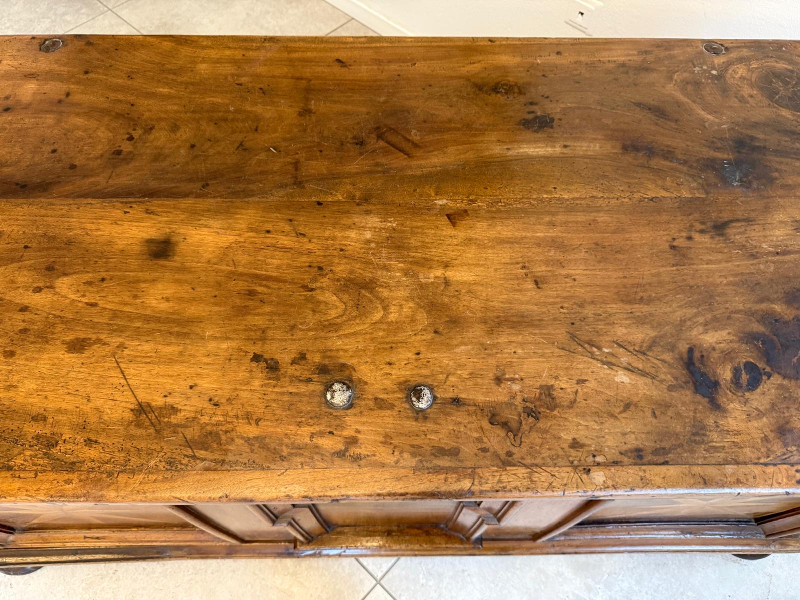 Authentische Barock Truhe Eisenbeschlagen Hartholz Antiquität G2222