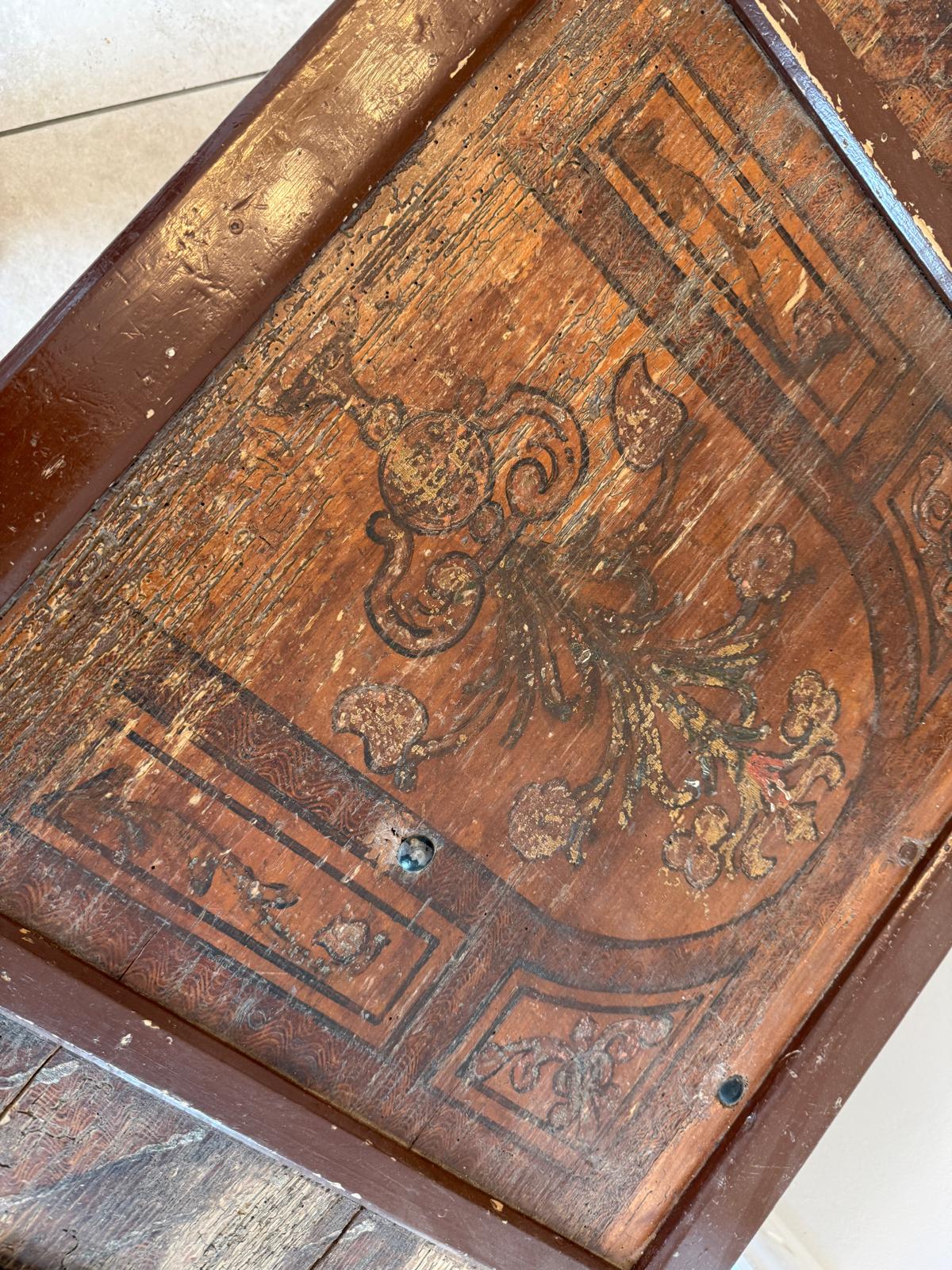 Truhe Landhaustruhe Bauerntruhe Biedermeier Truhe Handbemalt D2319