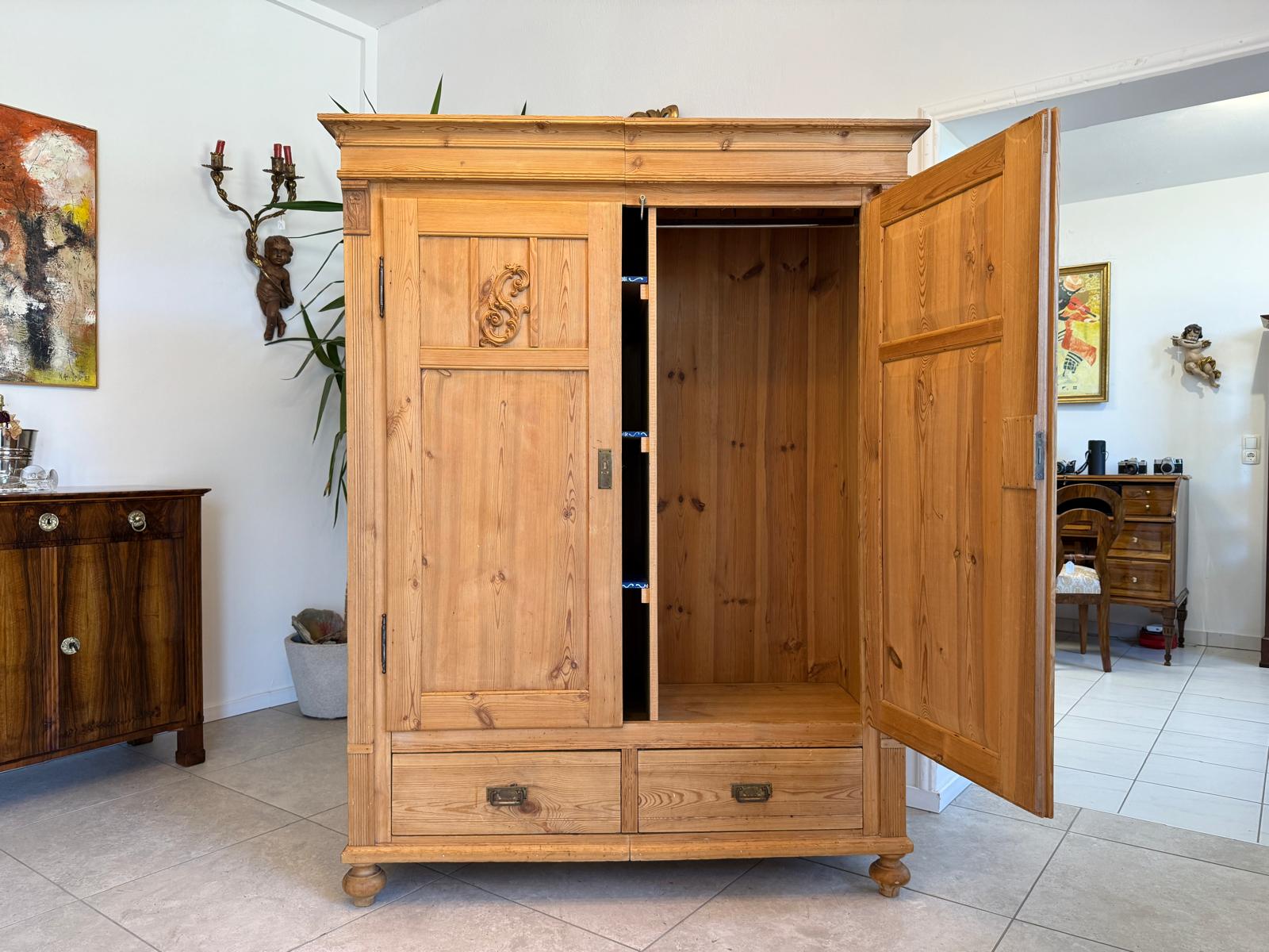 Original Biedermeier Bauernschrank Naturholzschrank Weichholz G2091