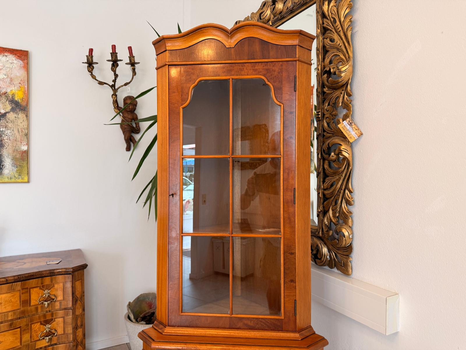 Eckvitrine Glasschrank Glaskasten Kolonial Stil Büroschrank D2664