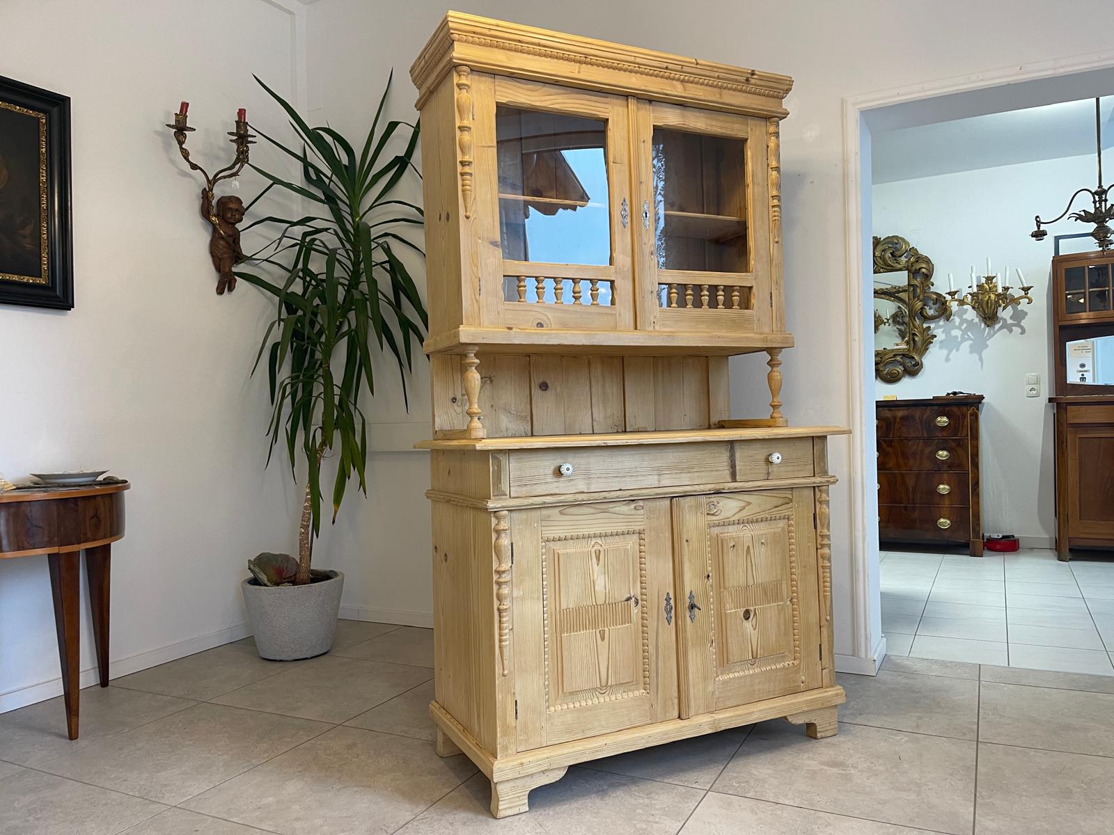 Restaurierte Gründerzeit Küchenschrank Vitrinenschrank Bauernschrank Bauernmöbel G1047