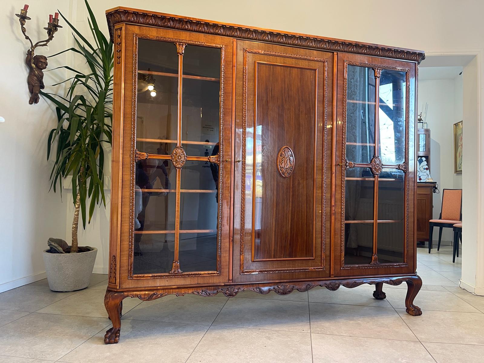 Bücherschrank Barock Barockstil Vitrine Glasschrank Wohnzimmerschrank A5149