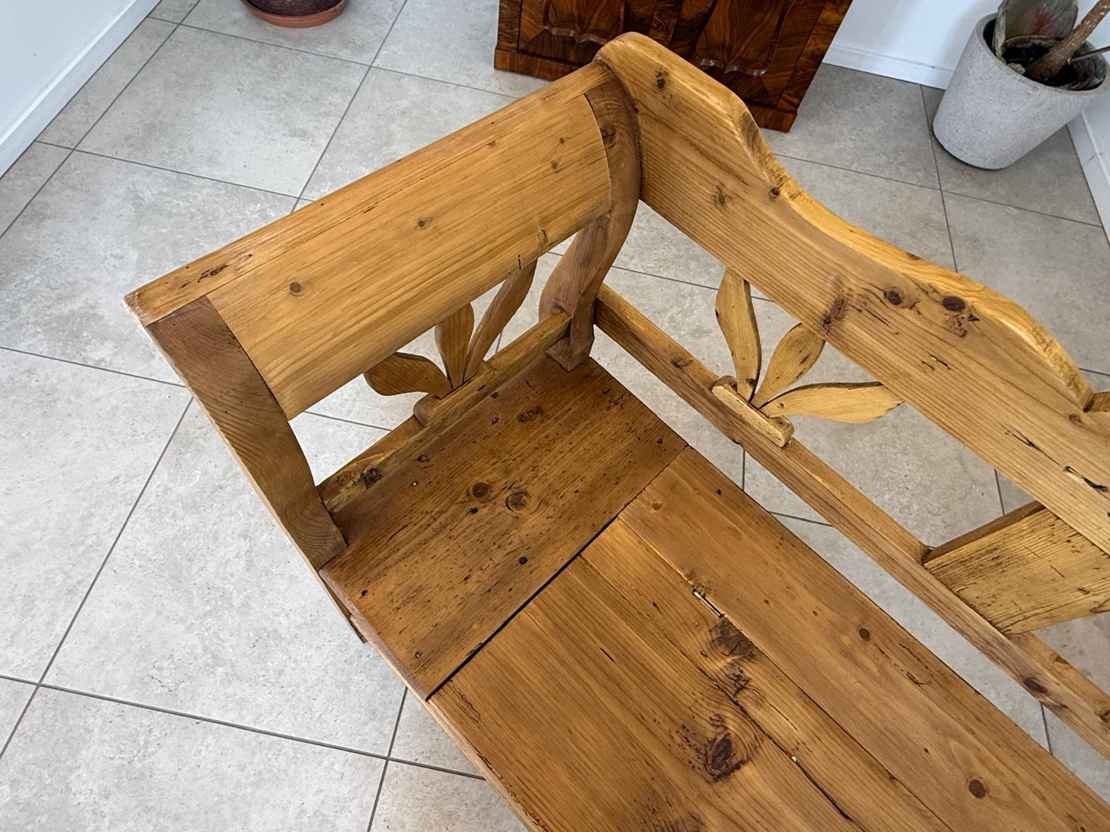 Provinzielle Biedermeier Truhenbank Landhausbank Antik D2417