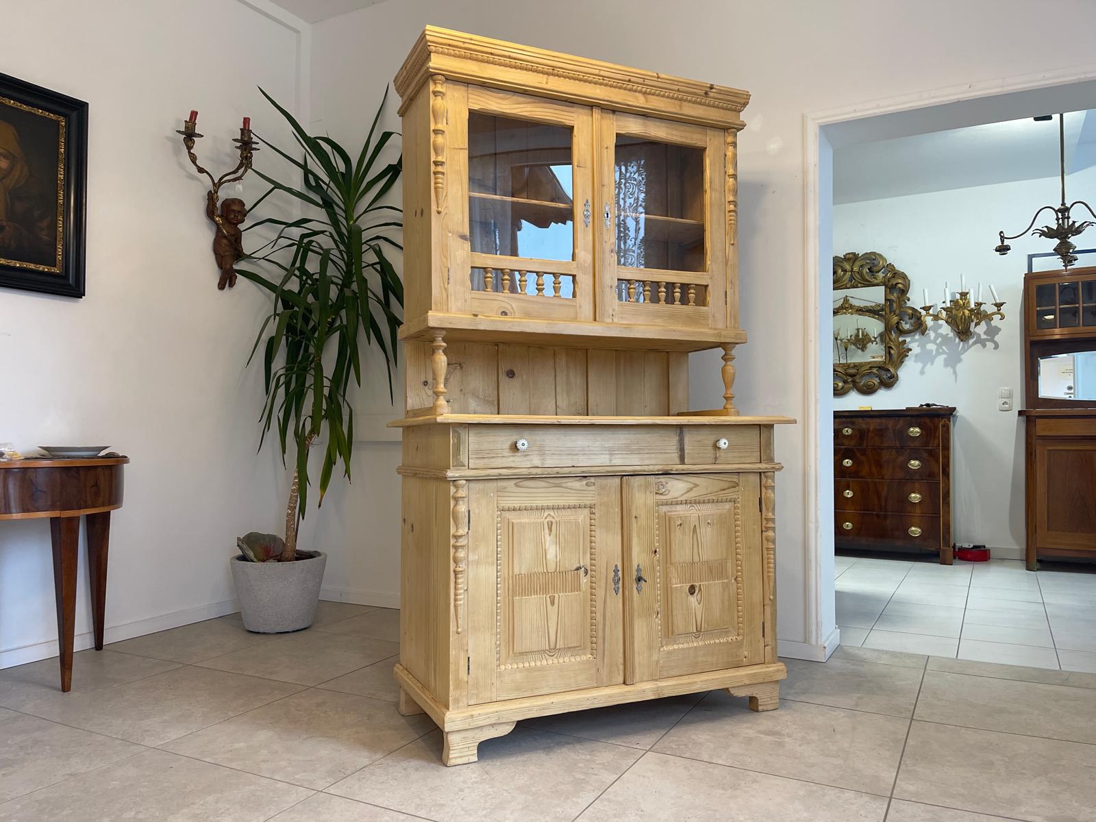 Restaurierte Gründerzeit Küchenschrank Vitrinenschrank Bauernschrank Bauernmöbel G1047